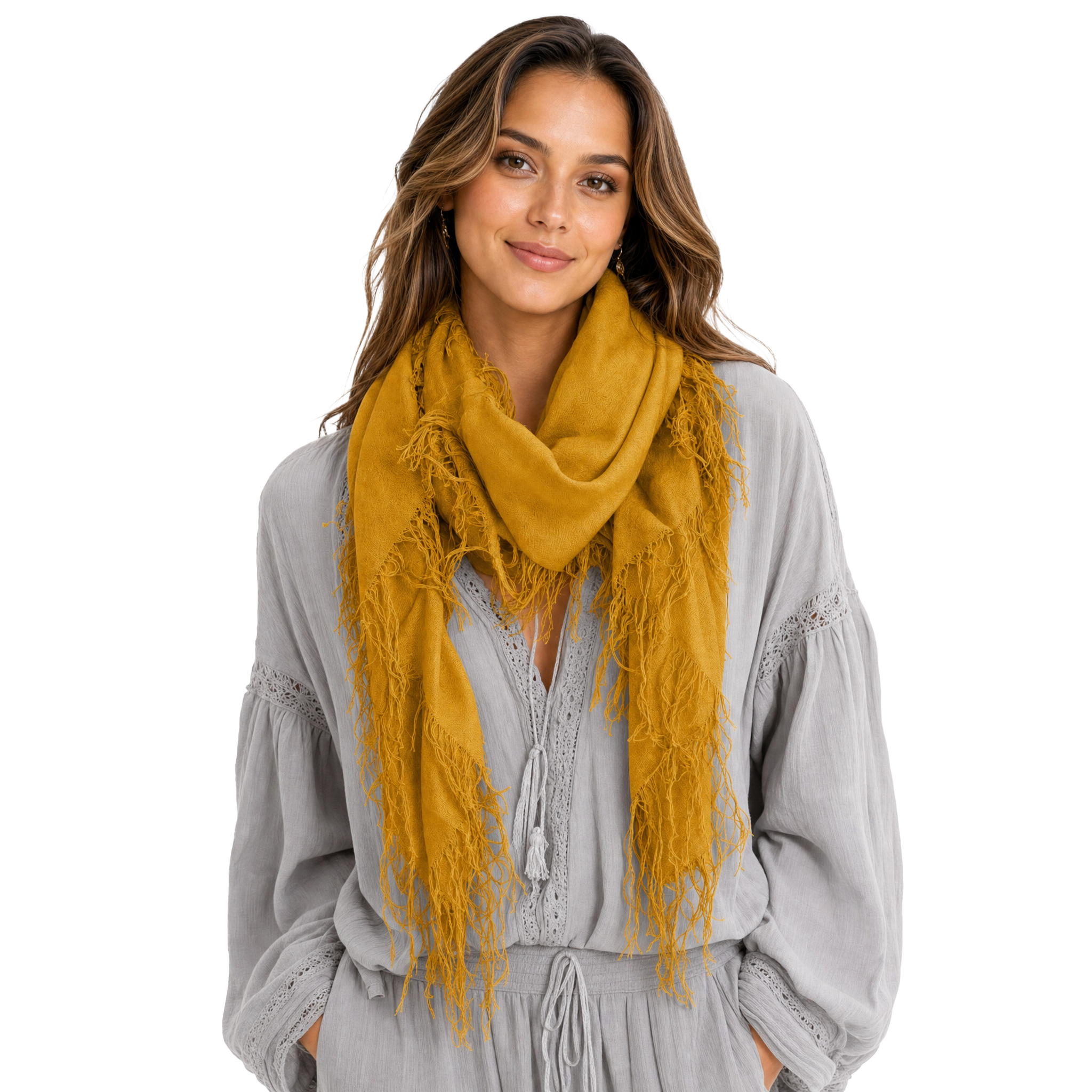 Cashmere Blend solid Half Scarf - Antique Moss