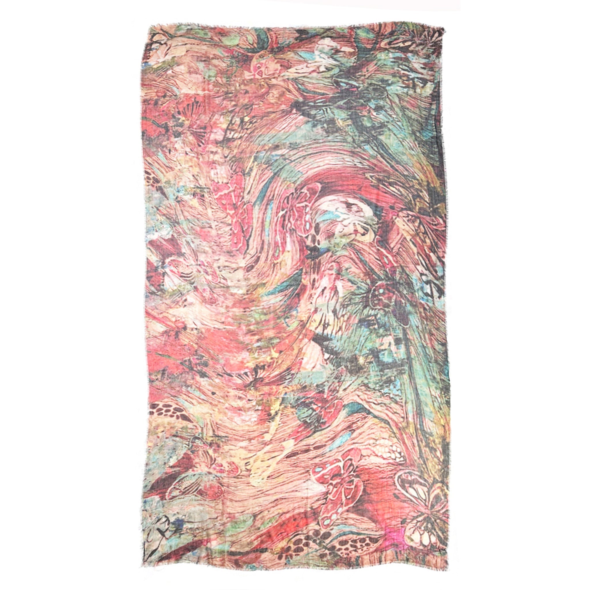 Butterflies Scarf (Dusty Rose) — Blue Pacific — view 2