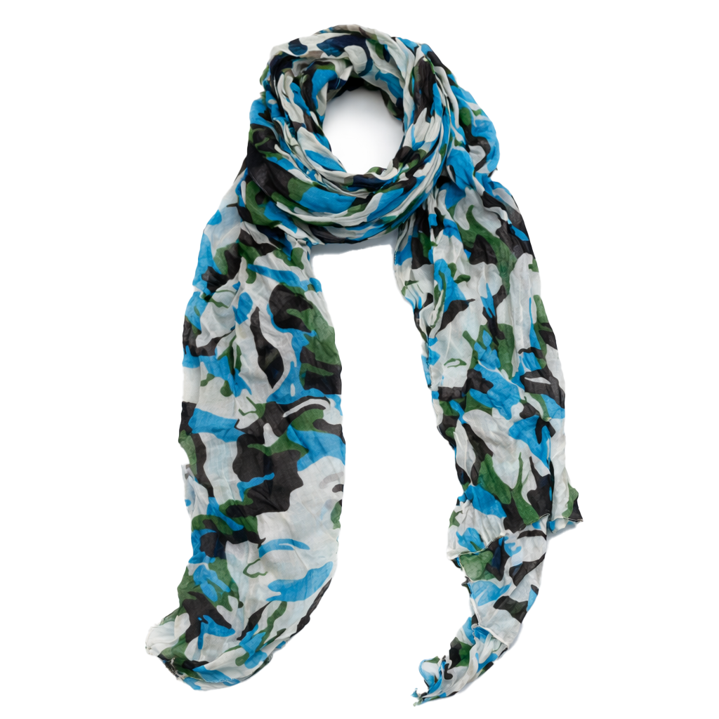 Cotton Camo Scarf — Blue Pacific — view 9
