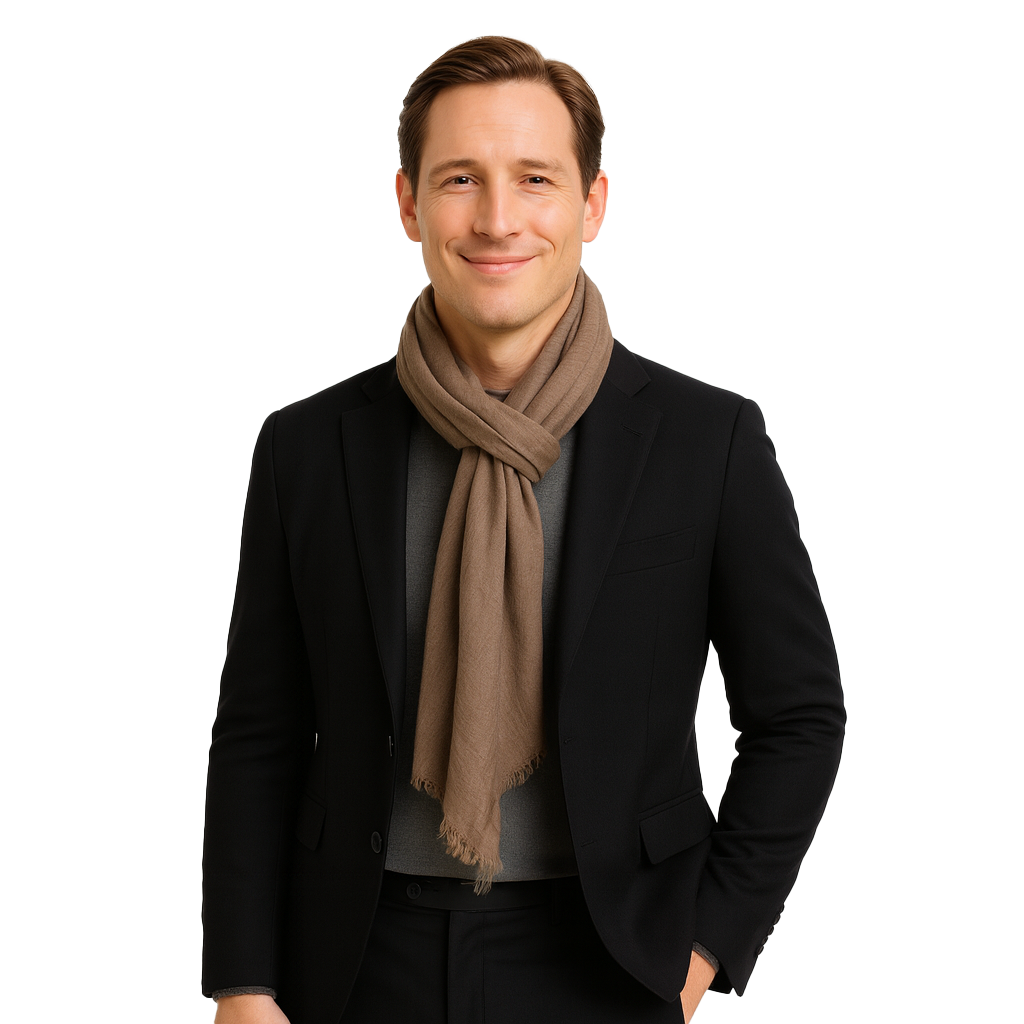 Classic Cashmere Scarf — Blue Pacific — view 3