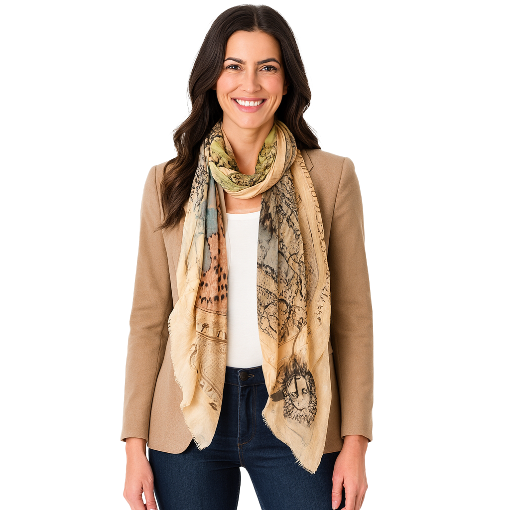 Cherubs World Map Scarf — Blue Pacific