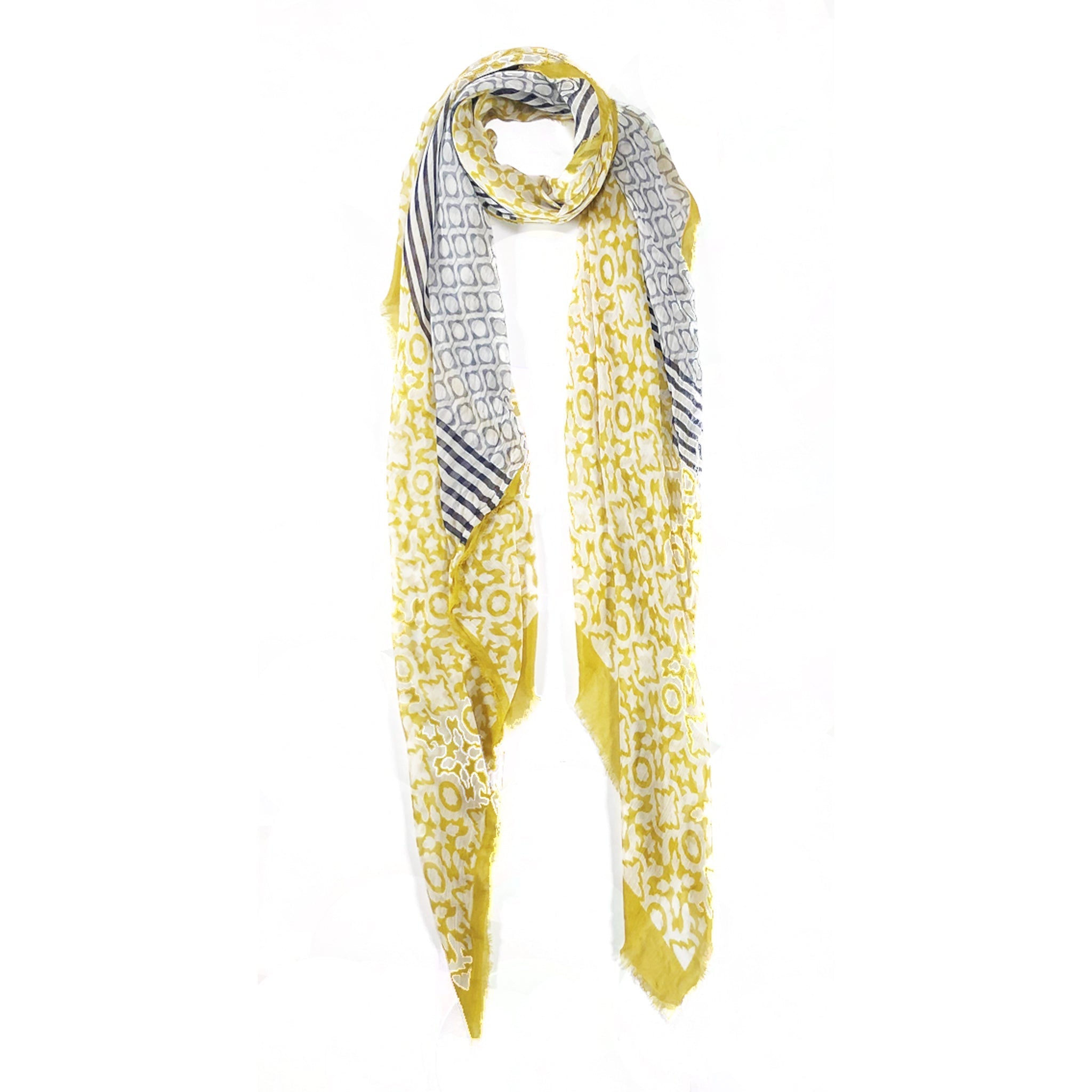 Citron/Navy Geometric Scarf