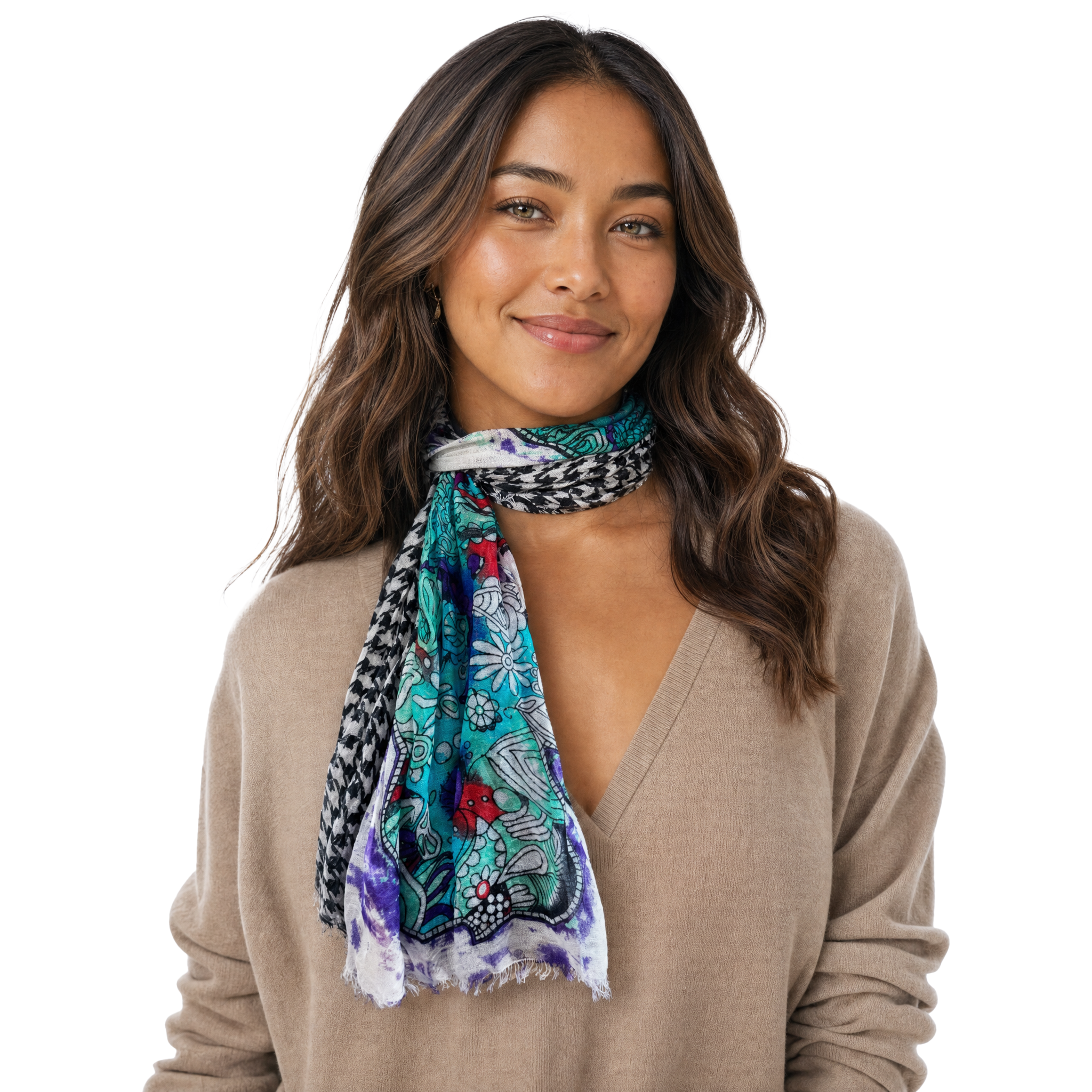 Elephant Houndstooth Neckerchief - Blueberry