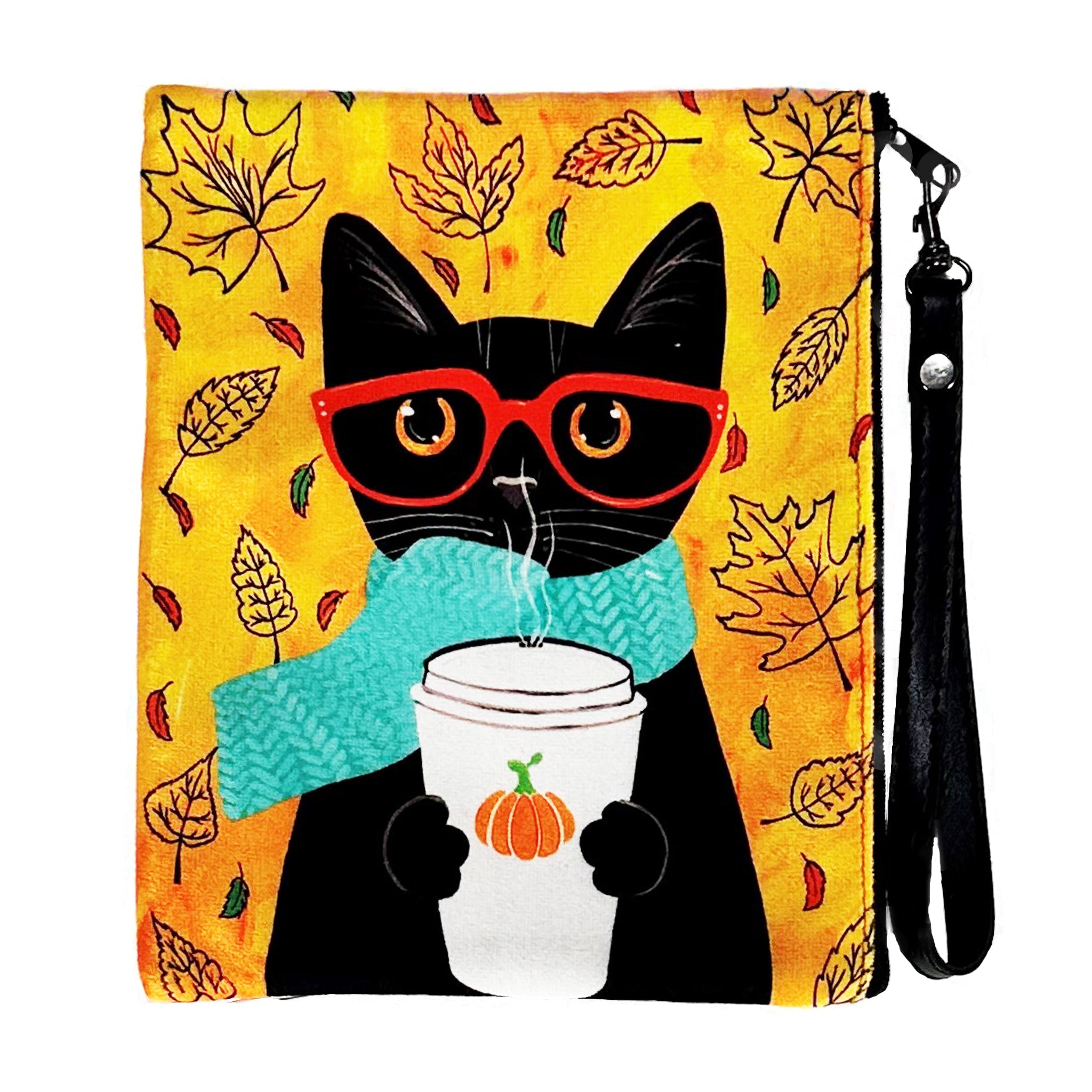 Latte Kitty Faux Suede Wristlet — Blue Pacific