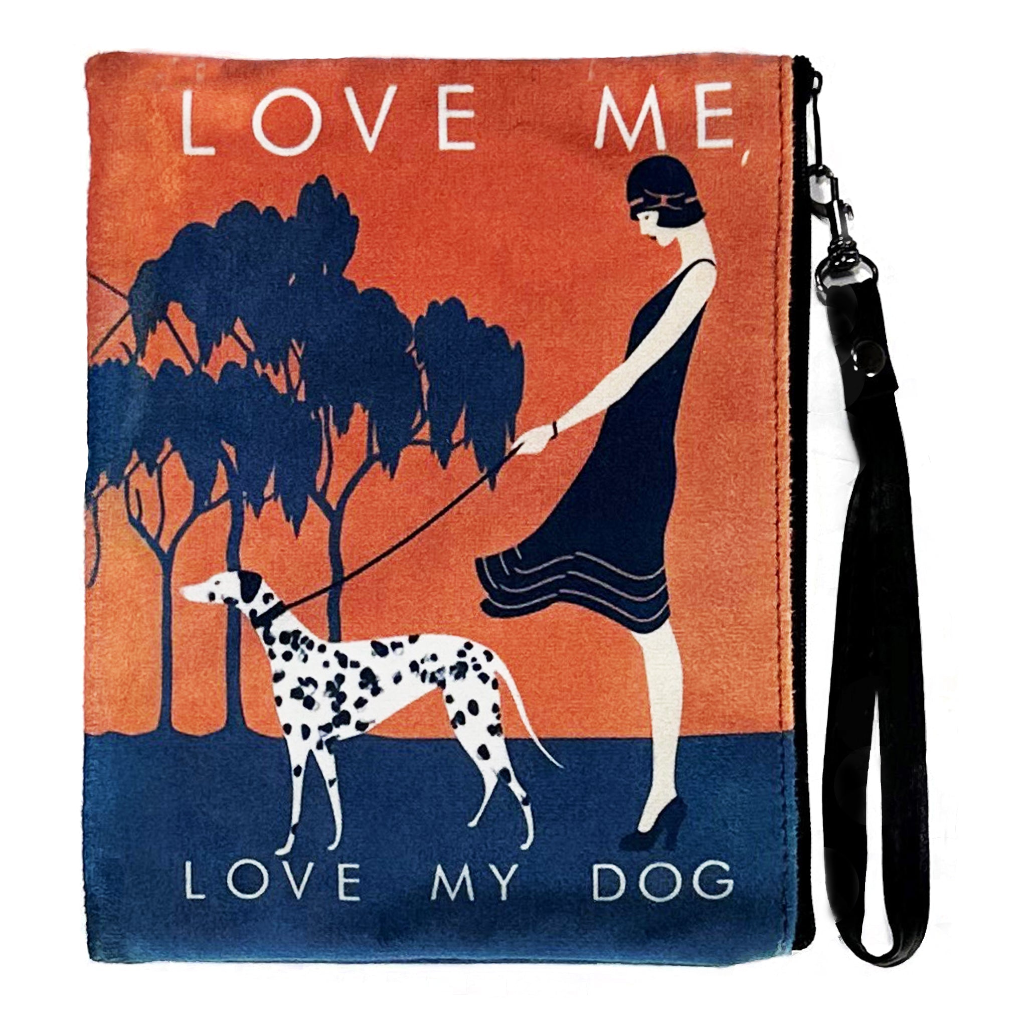 Love My Dog Faux Suede Wristlet