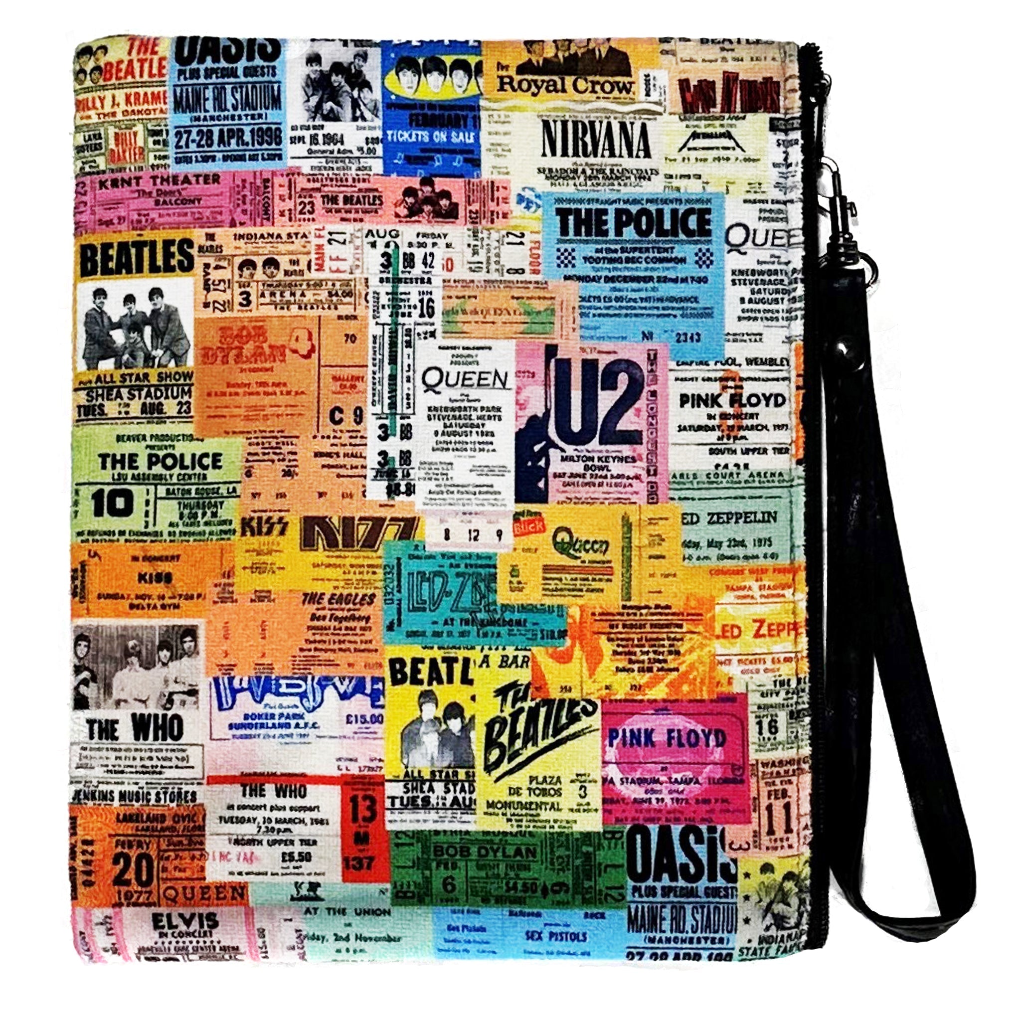 Concert Posters Faux Suede Wristlet