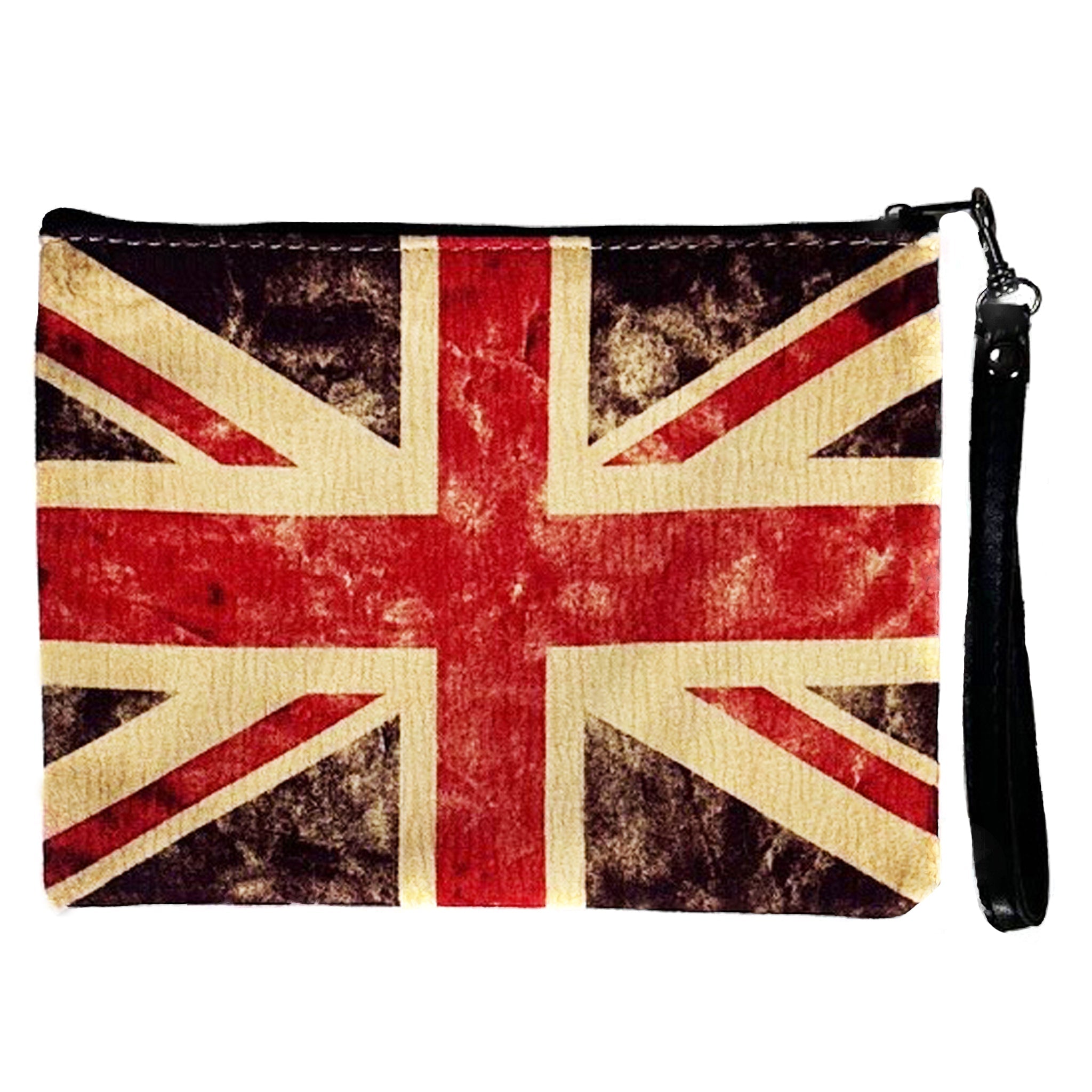 Union Jack Faux Suede Wristlet