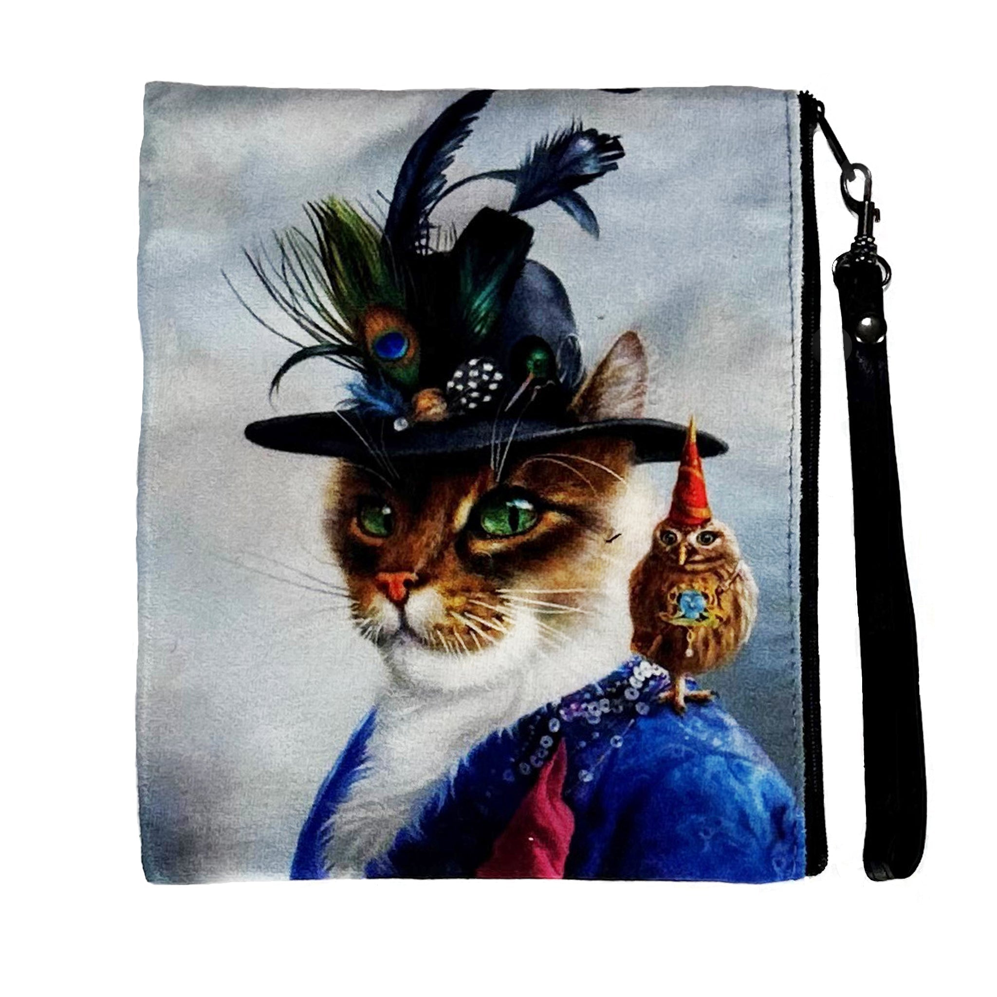 Victorian Cat Faux Suede Wristlet