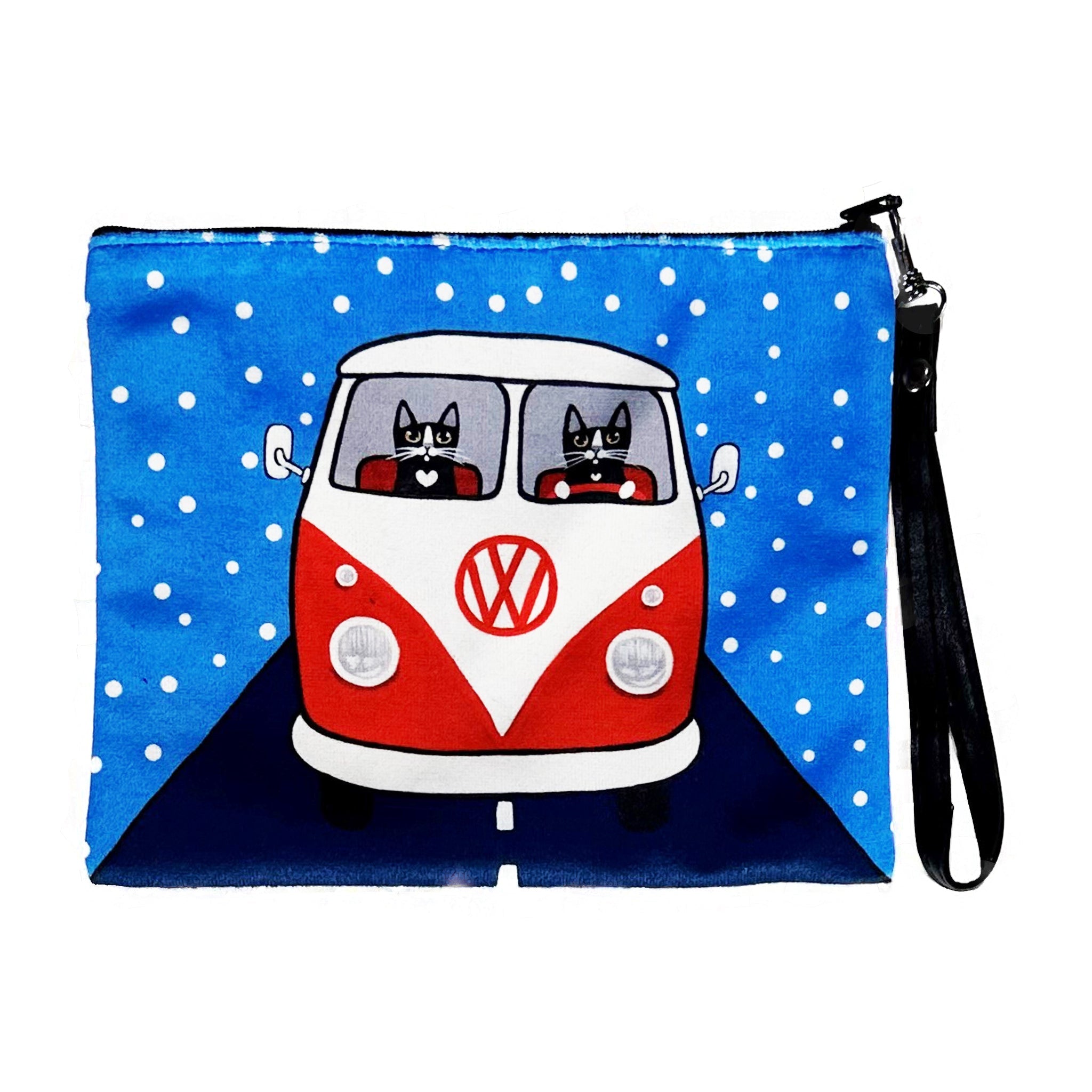 VW Kitties Faux Suede Wristlet