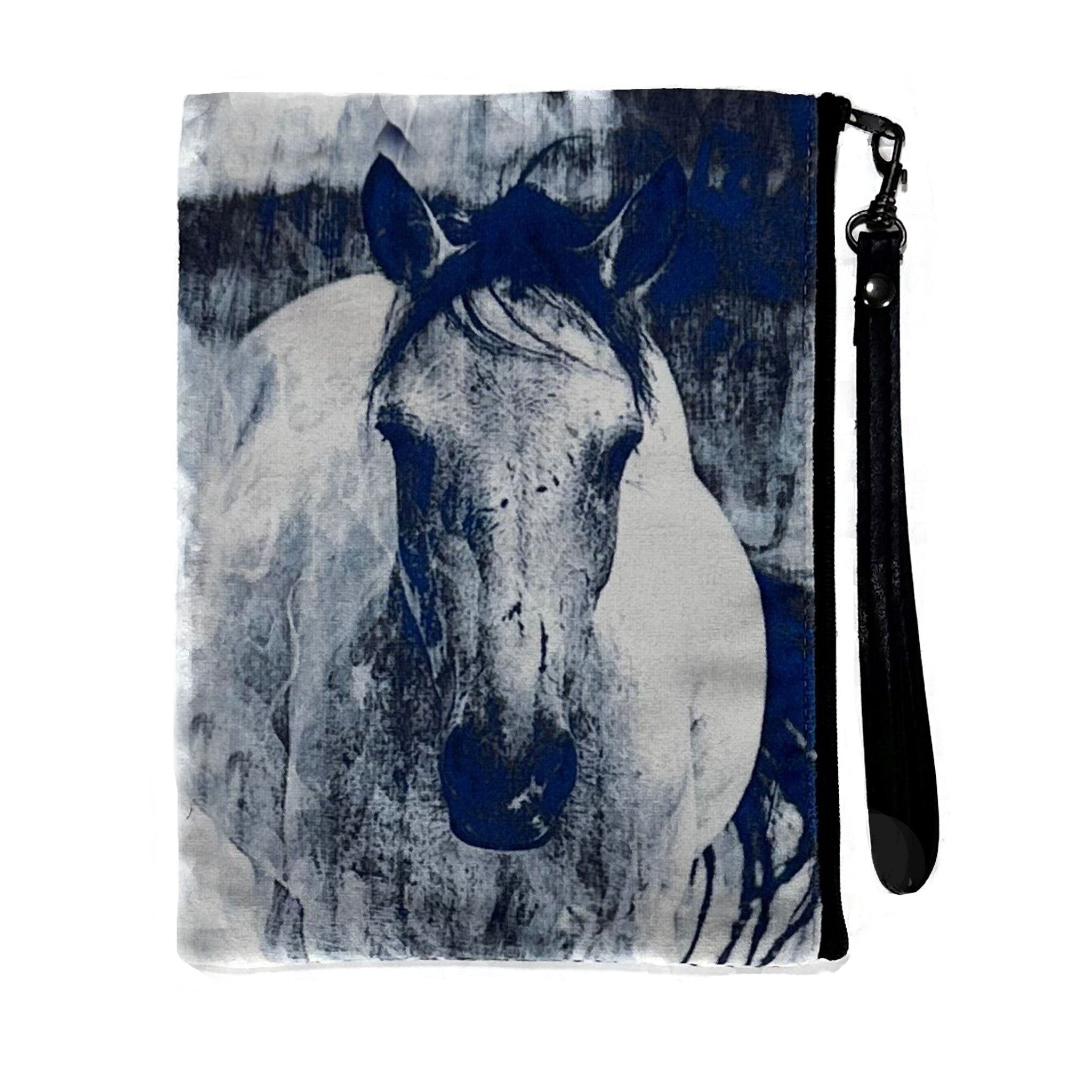Wild Horse Denim Faux Suede Wristlet — Blue Pacific