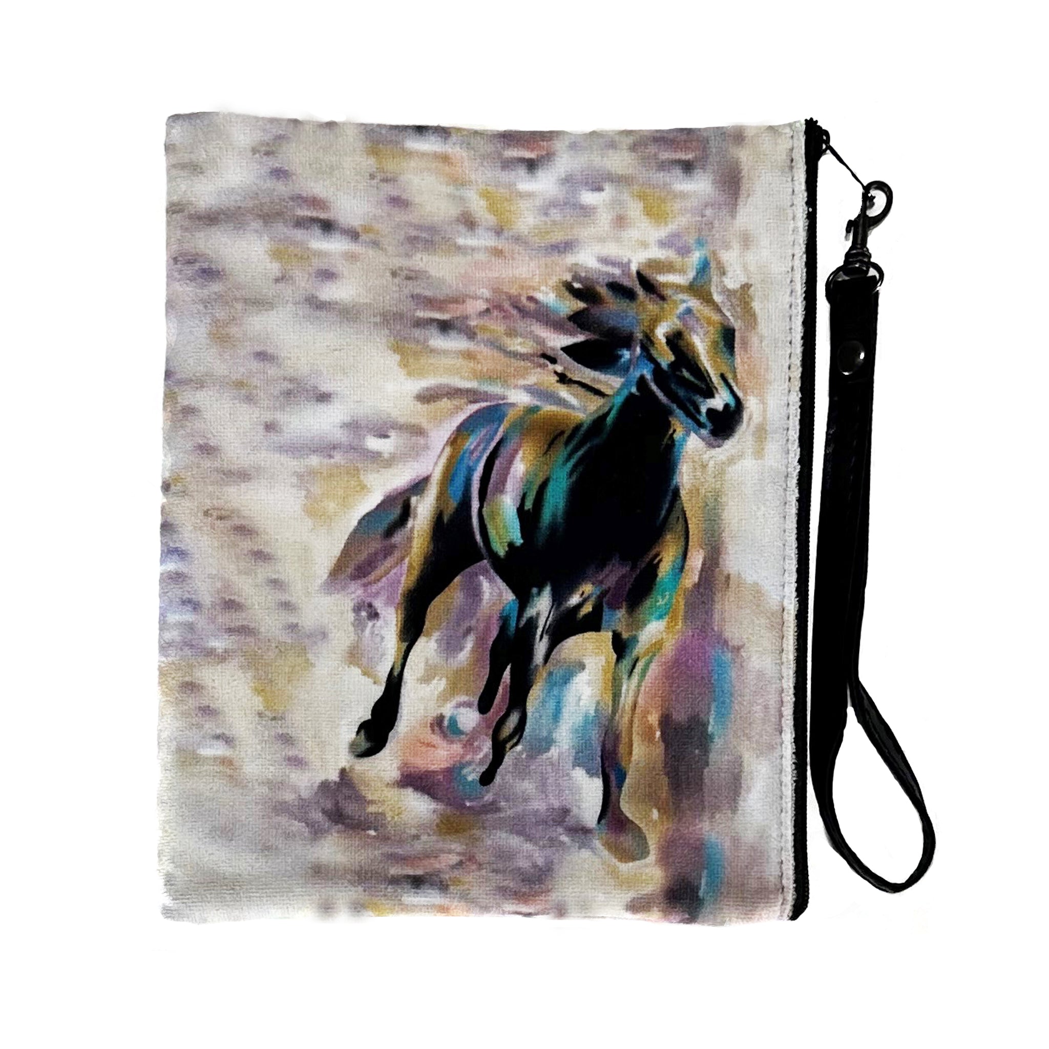 Wild Horse Rainbow Faux Suede Wristlet