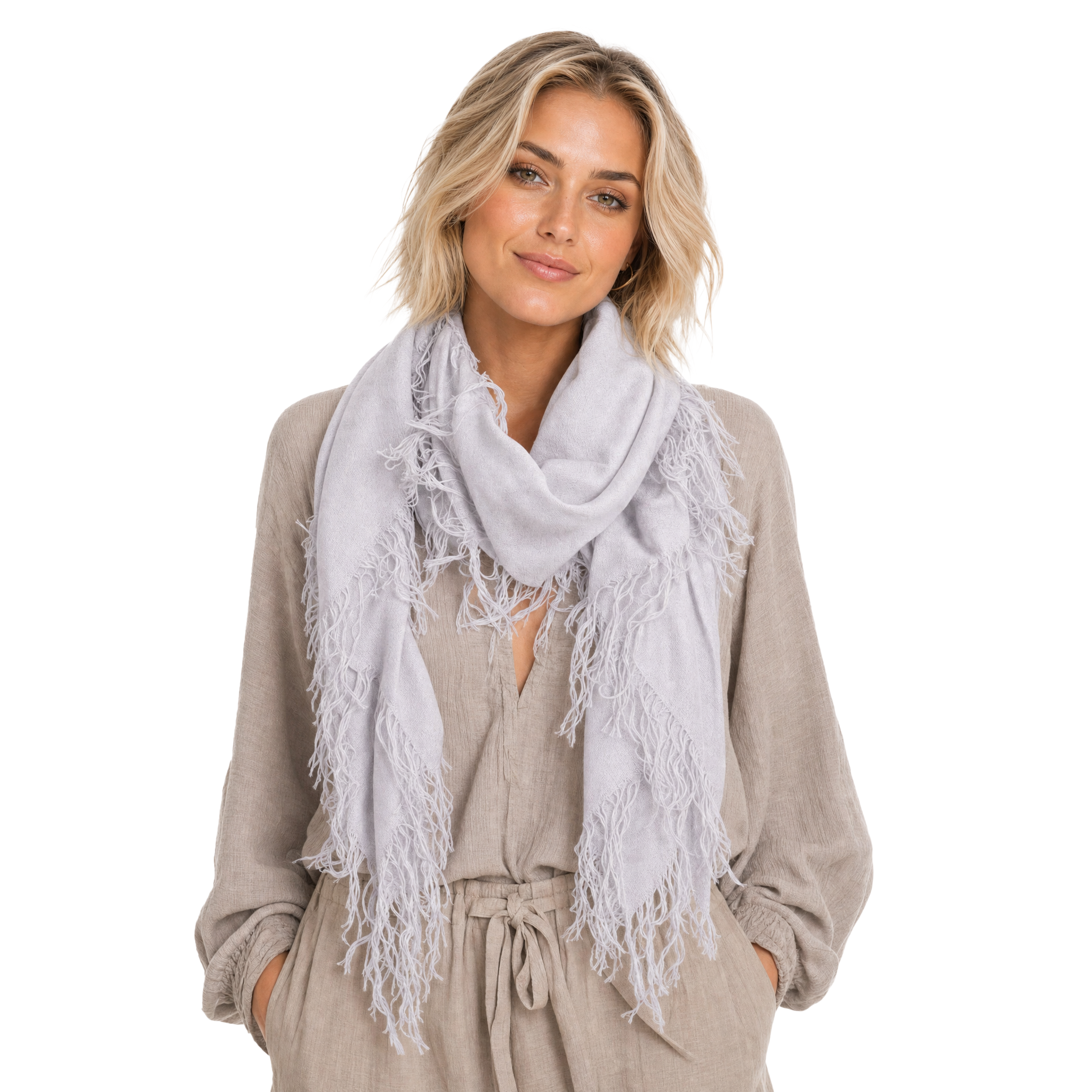 Cashmere Blend solid Half Scarf - Harbor Mist