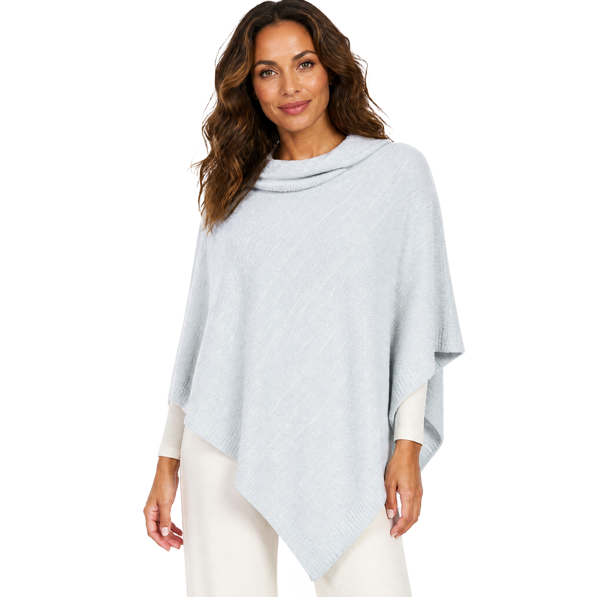 Blue Pacific Heavenly Spa Poncho in Silver Blue, shown on model.