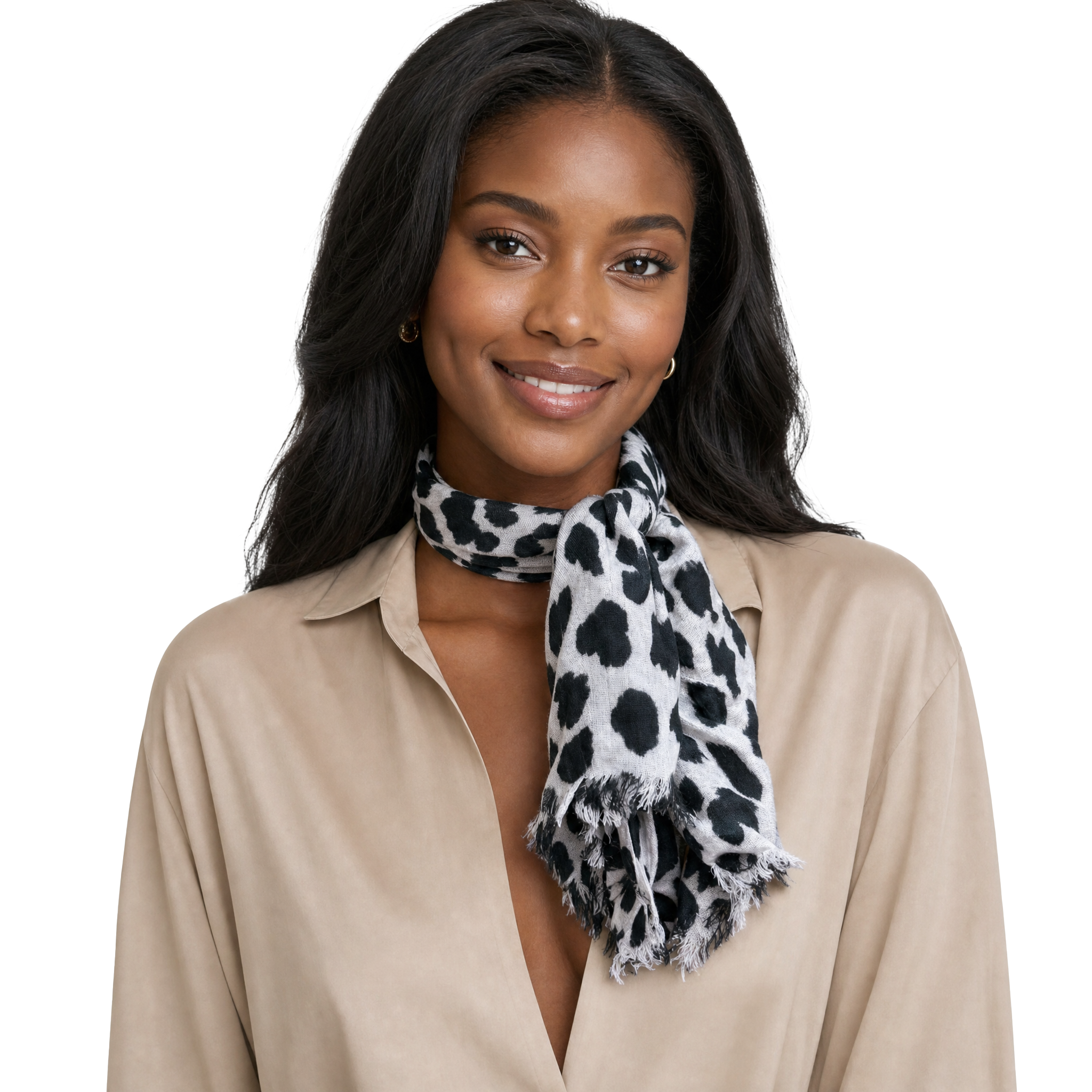 Leopard Neckerchief - Snow