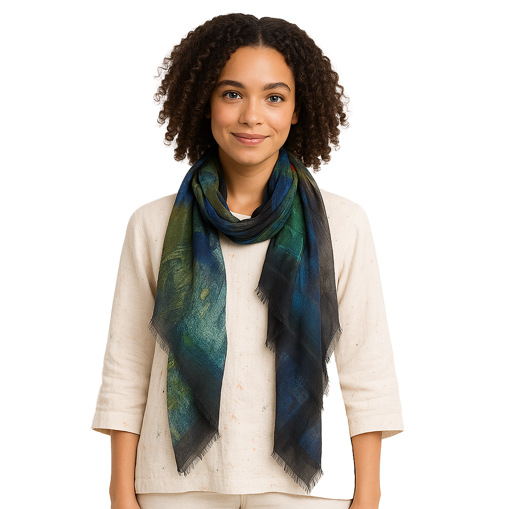 Lilies Scarf (Water Garden) — Blue Pacific