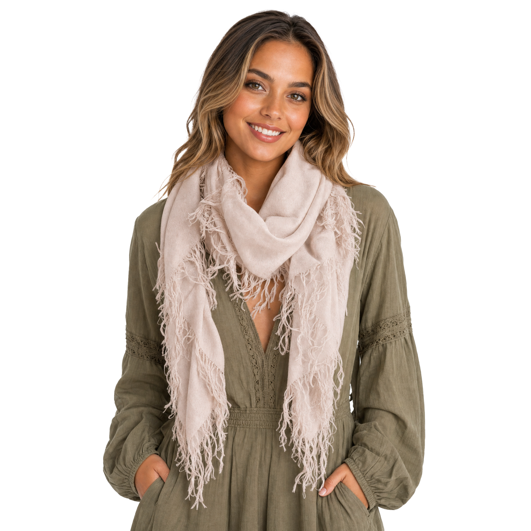 Cashmere Blend solid Half Scarf - Moonlight