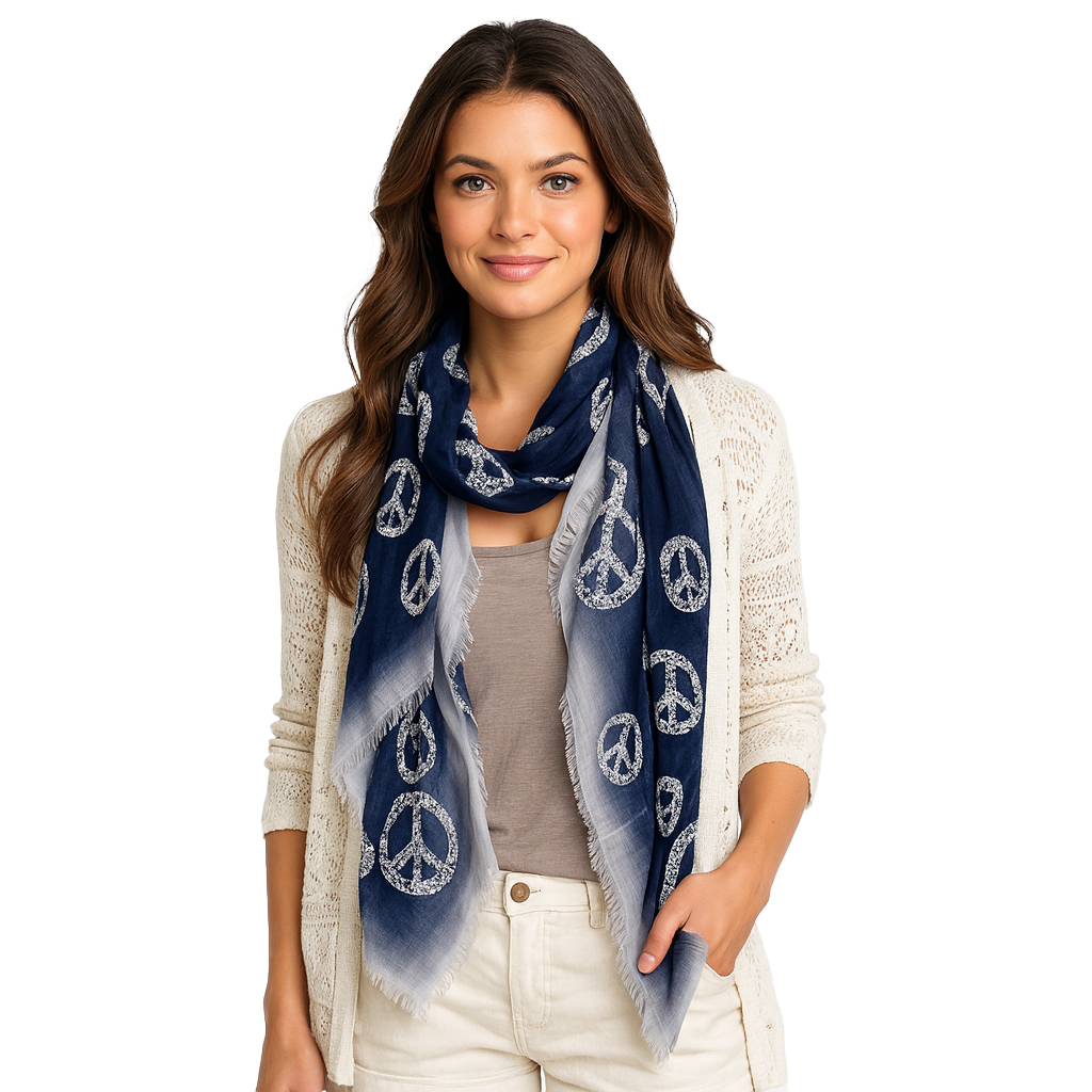 Vintage Peace Scarf — Blue Pacific