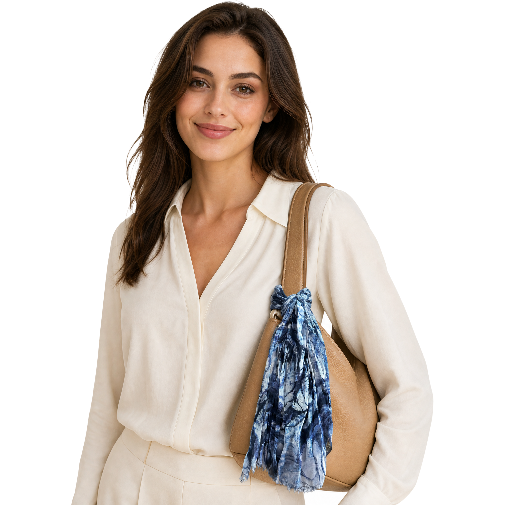 Roses Neckerchief - Purple/Denim - styled