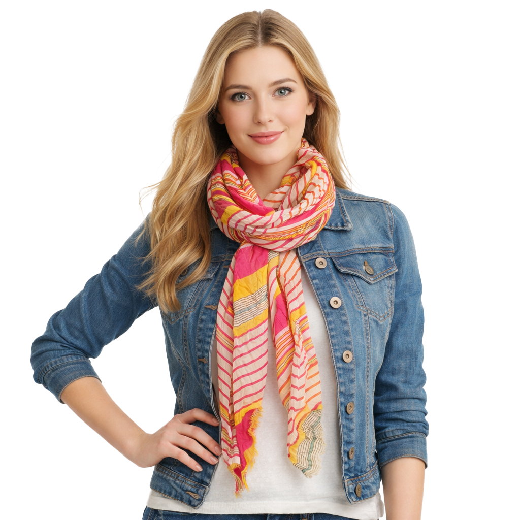 Starburst Cotton Scarf — Blue Pacific — view 2