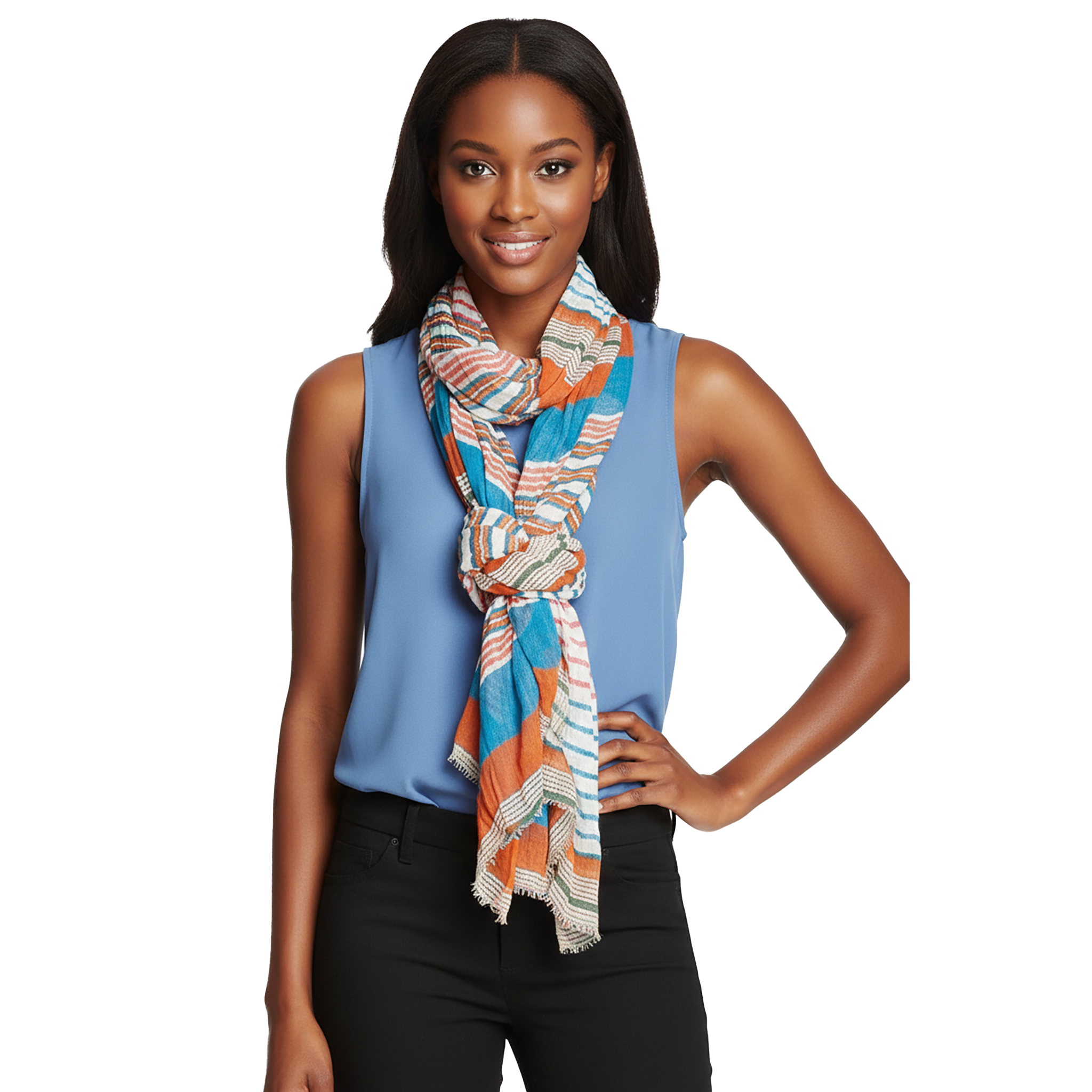 Starburst Cotton Scarf — Blue Pacific