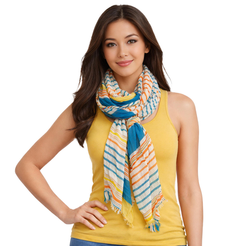 Starburst Cotton Scarf — Blue Pacific — view 7