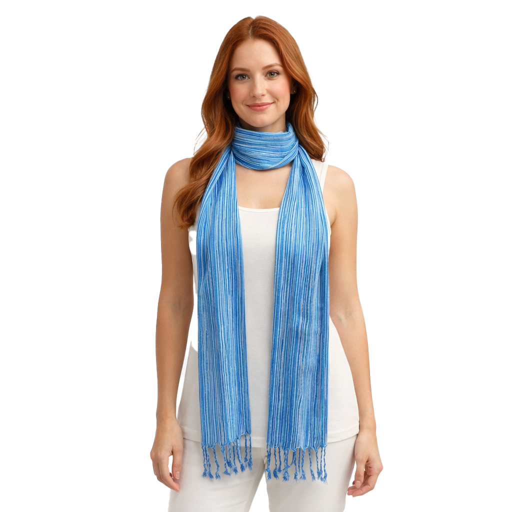Striped Cotton Skinny Scarf