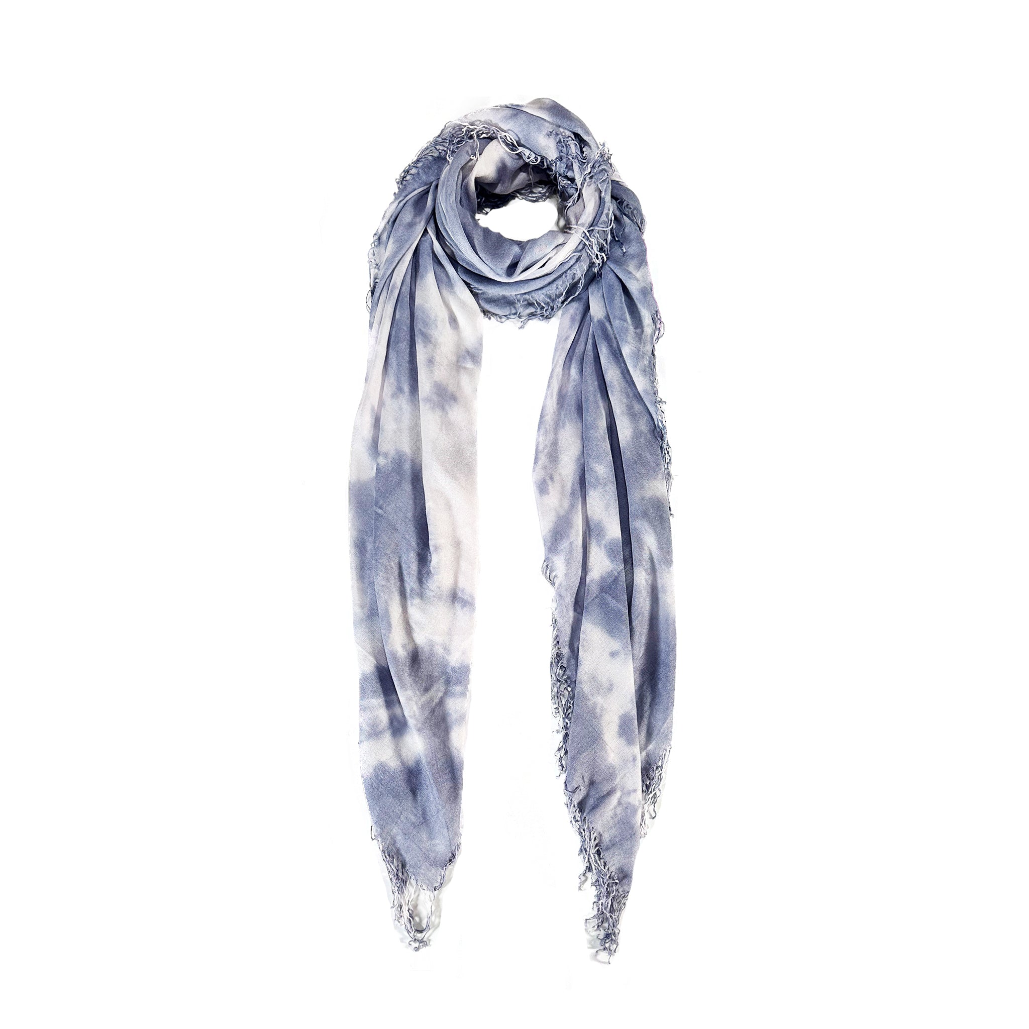 Cashmere Blend Cloud Tie Dye Scarf — Blue Pacific — view 9