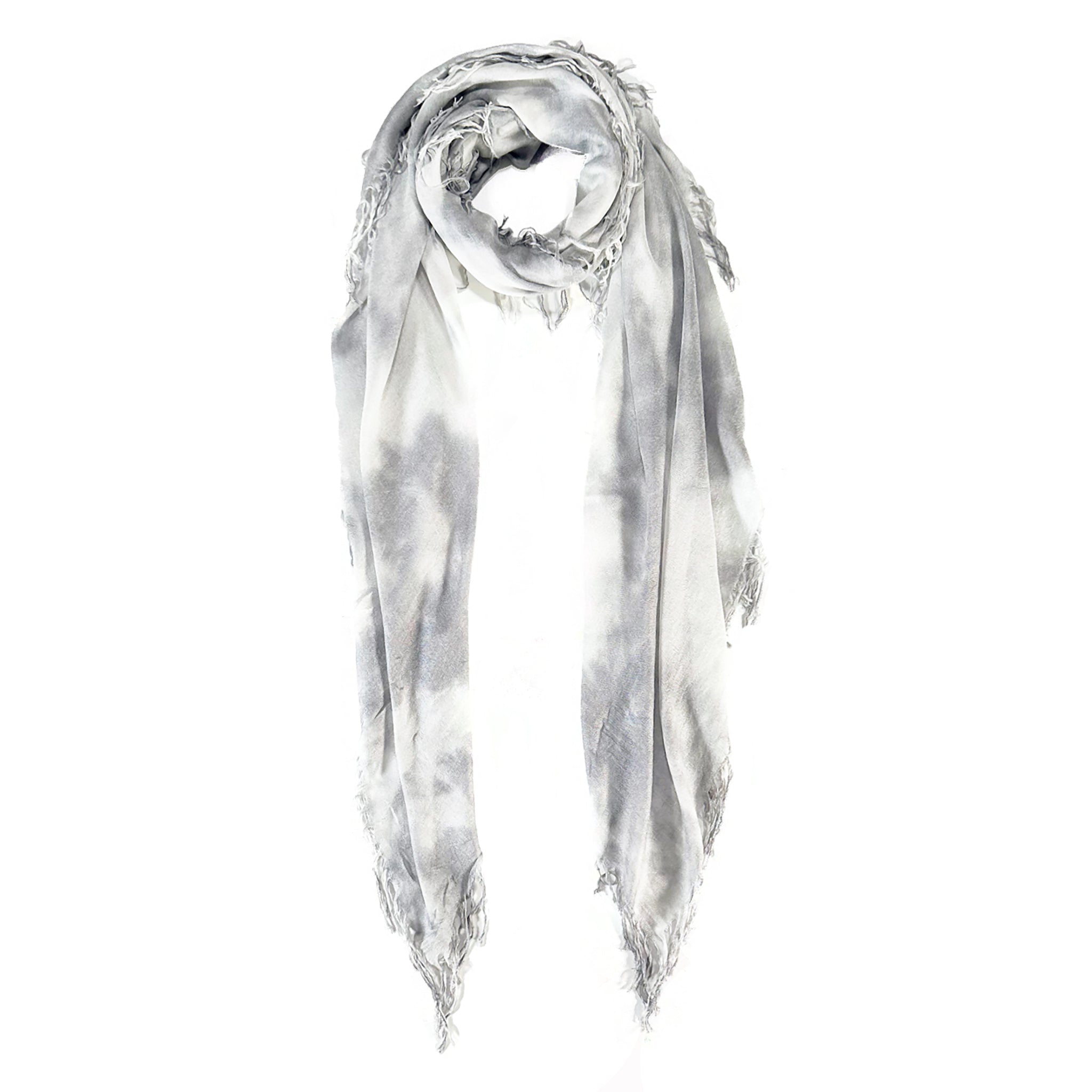 Cashmere Blend Cloud Tie Dye Scarf — Blue Pacific — view 10