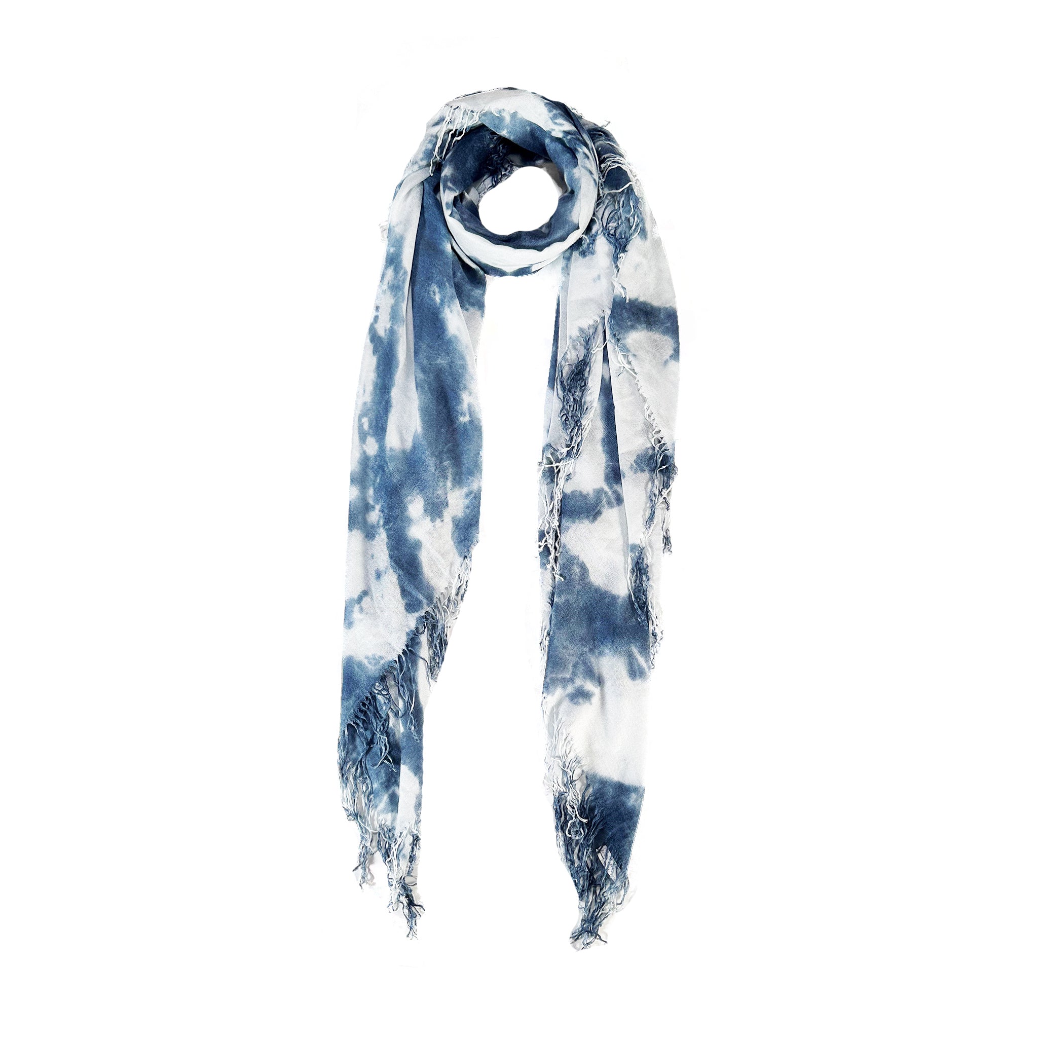Cashmere Blend Cloud Tie Dye Scarf — Blue Pacific — view 8