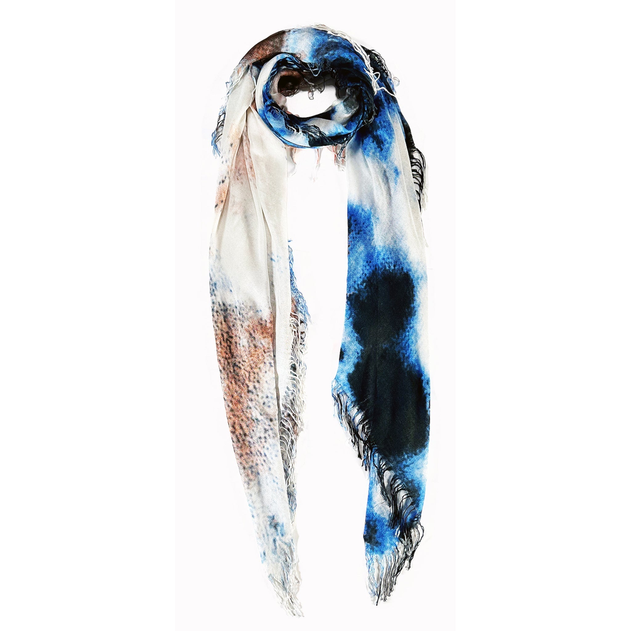 Cashmere Blend Cloud Tie Dye Scarf — Blue Pacific — view 13