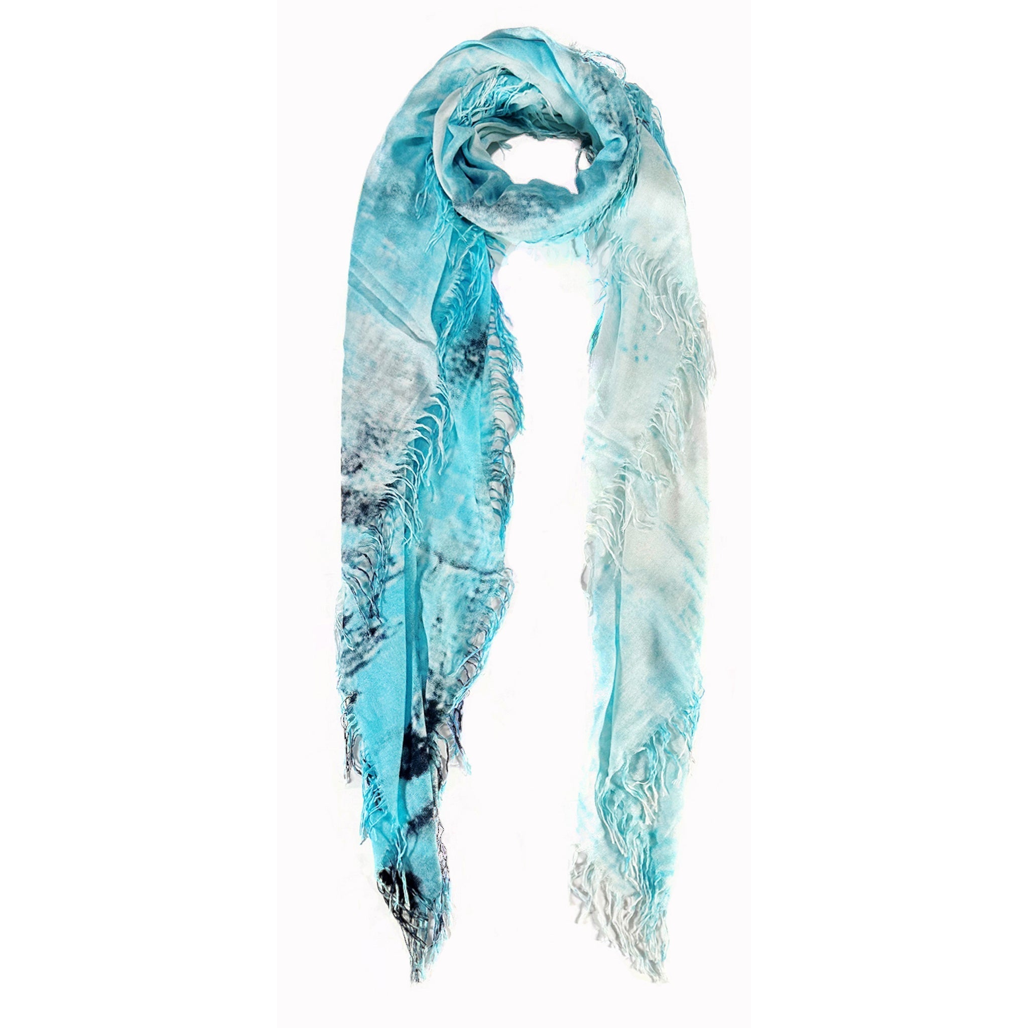 Cashmere Blend Cloud Tie Dye Scarf — Blue Pacific — view 4