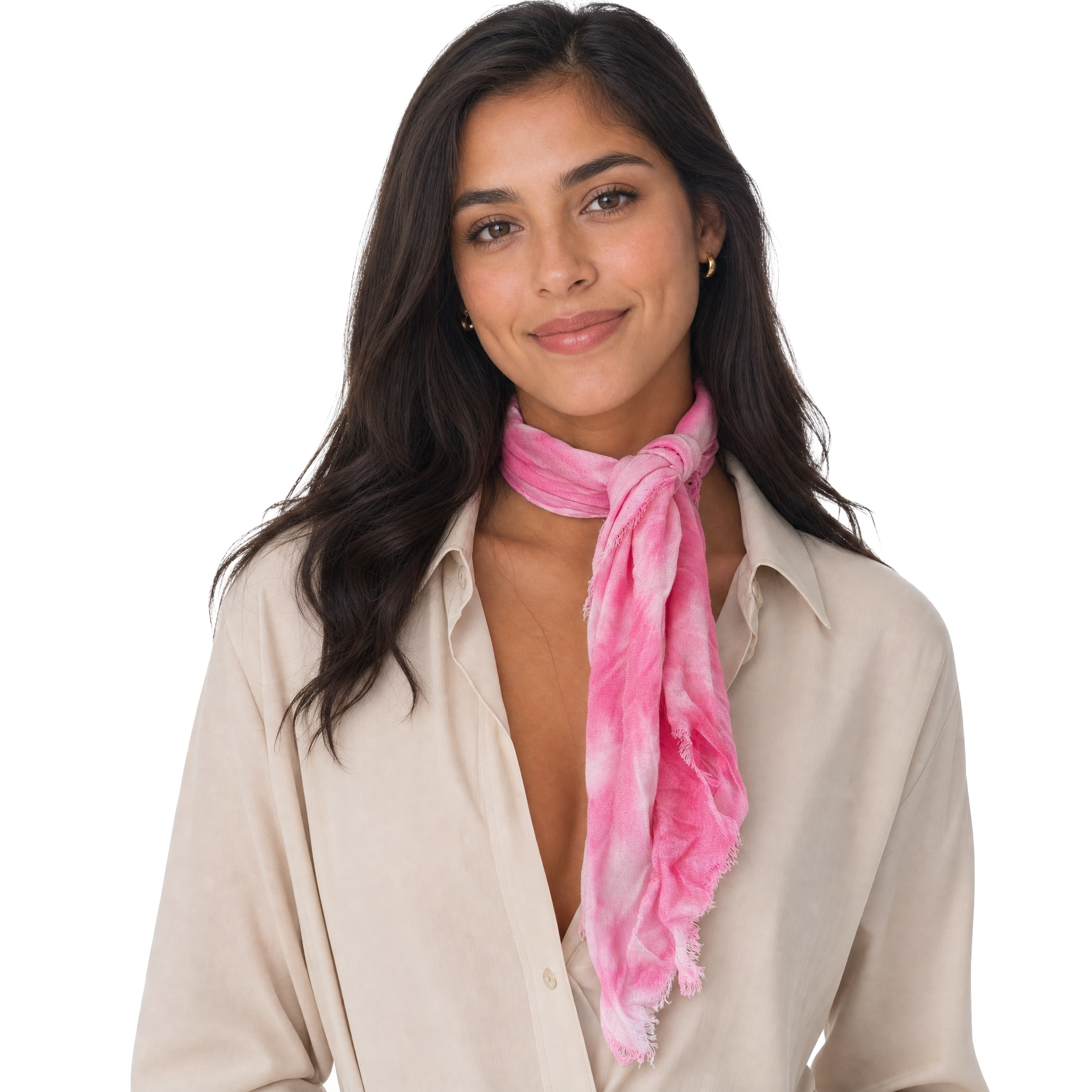 Cashmere Blend Tie Dye Neckerchief - Hot Pink