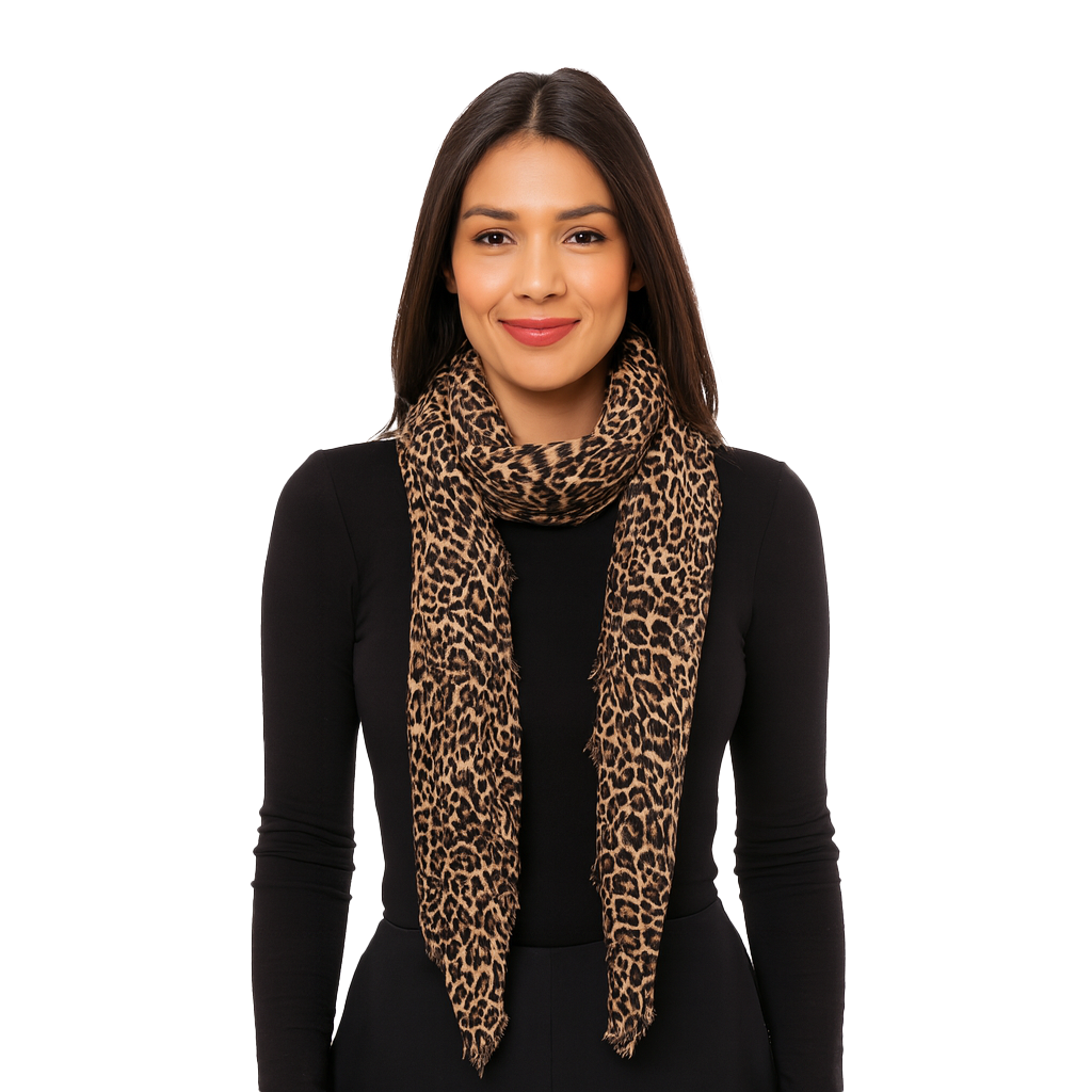 Cashmere Blend Leopard Scarf