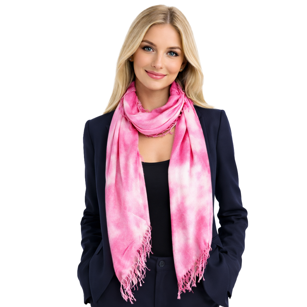 Cashmere Blend Cloud Tie Dye Scarf — Blue Pacific
