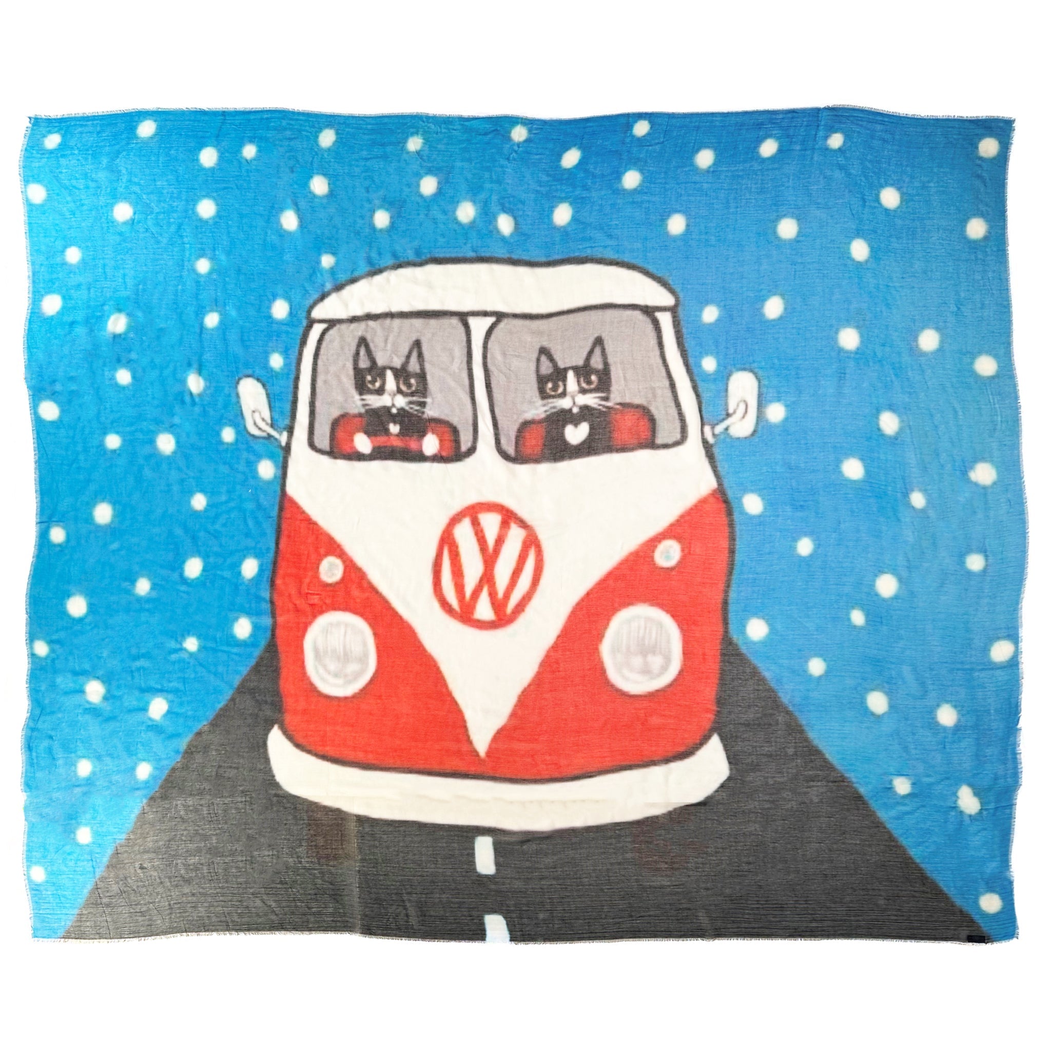 VW Kitties Scarf — Blue Pacific — view 2