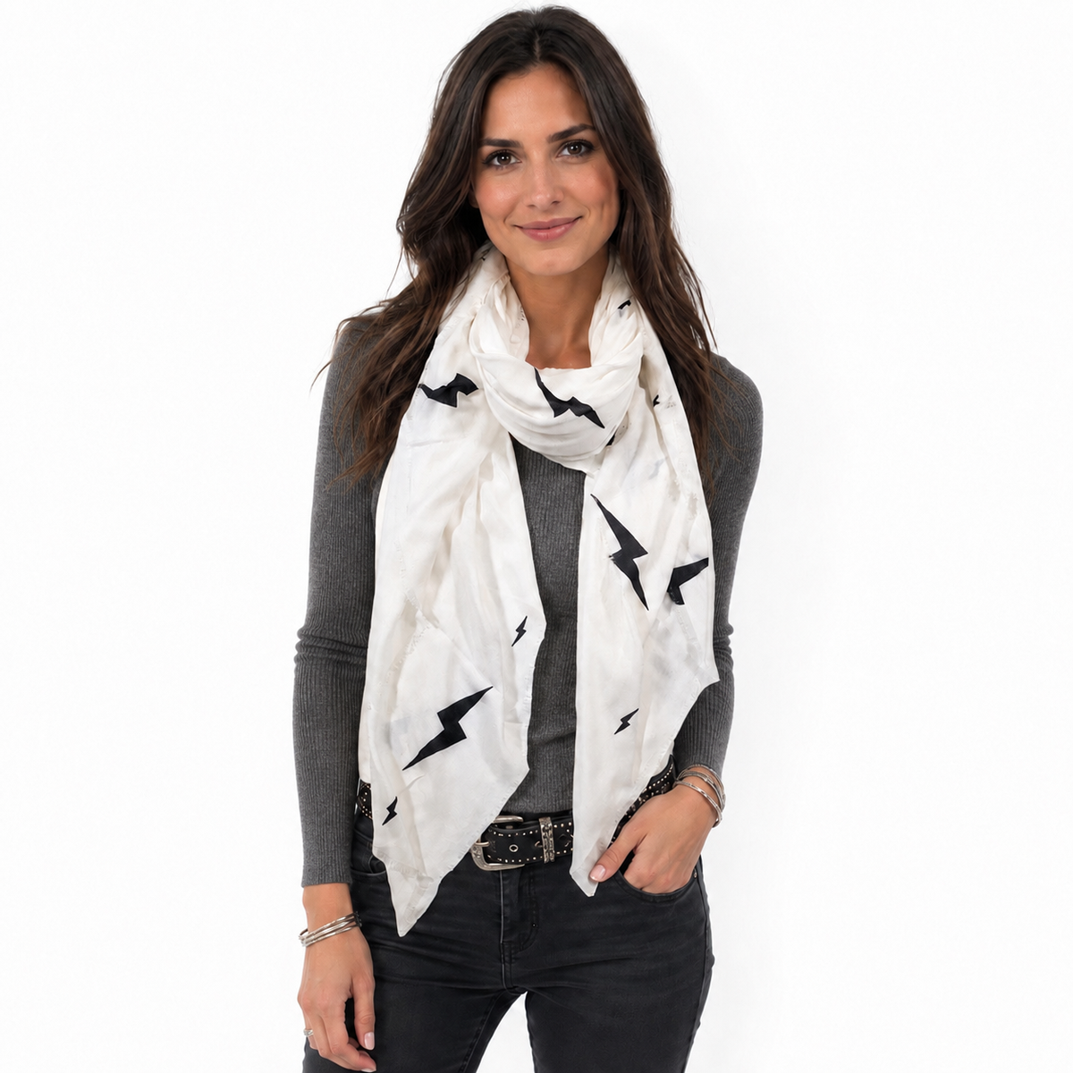 Cashmere Blend Lightning Bolts Scarf