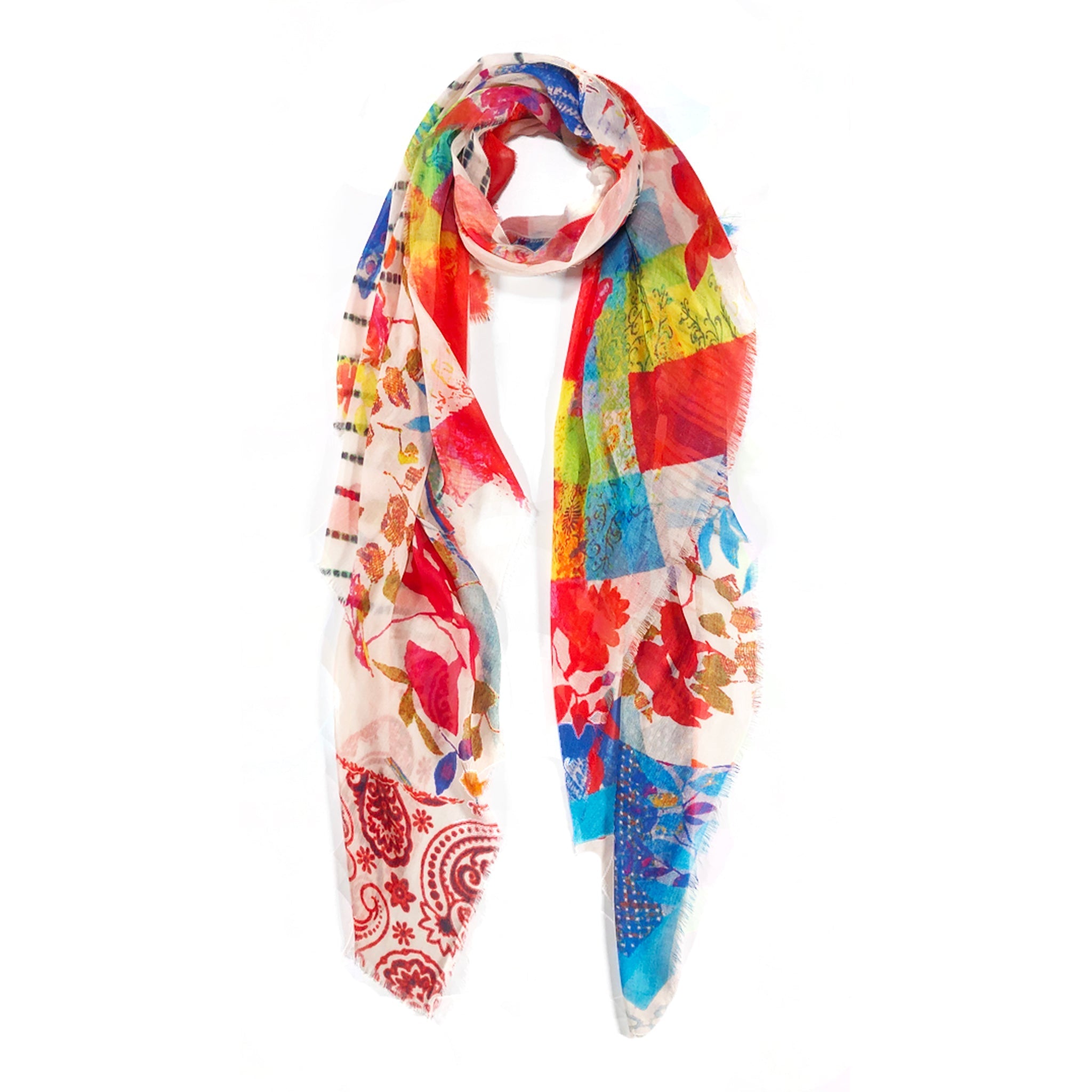 Pop Art Patchwork Scarf — Blue Pacific — view 3