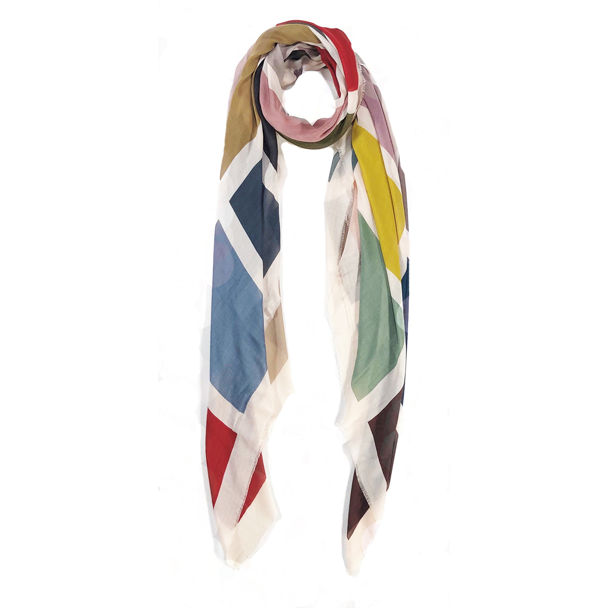 Italian Color Block Scarf — Blue Pacific — view 3