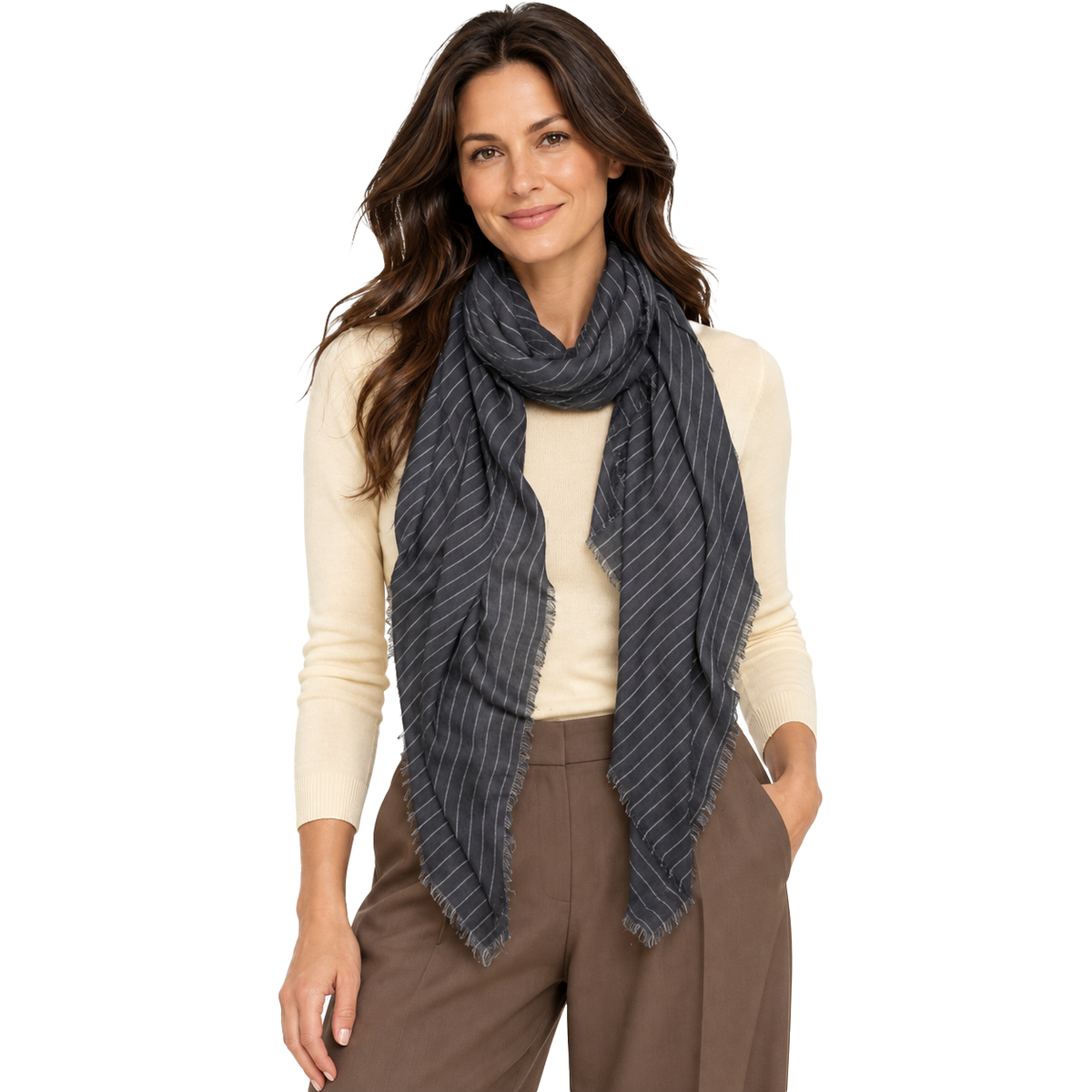 Cashmere Blend Pin Stripe Scarf
