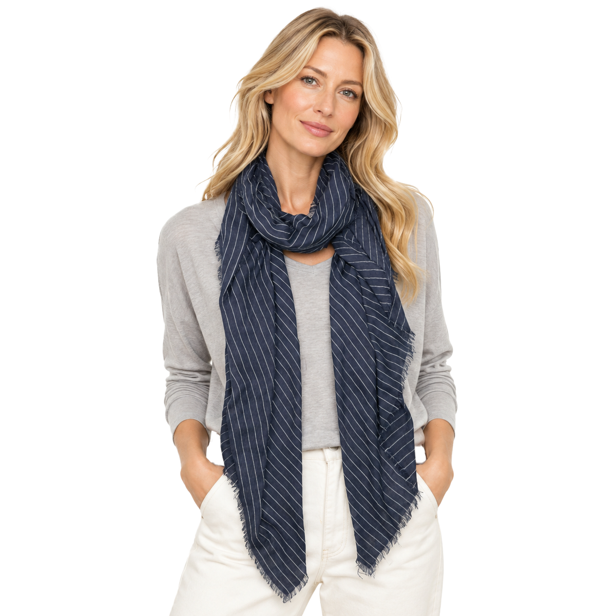 Cashmere Blend Pin Stripe Scarf