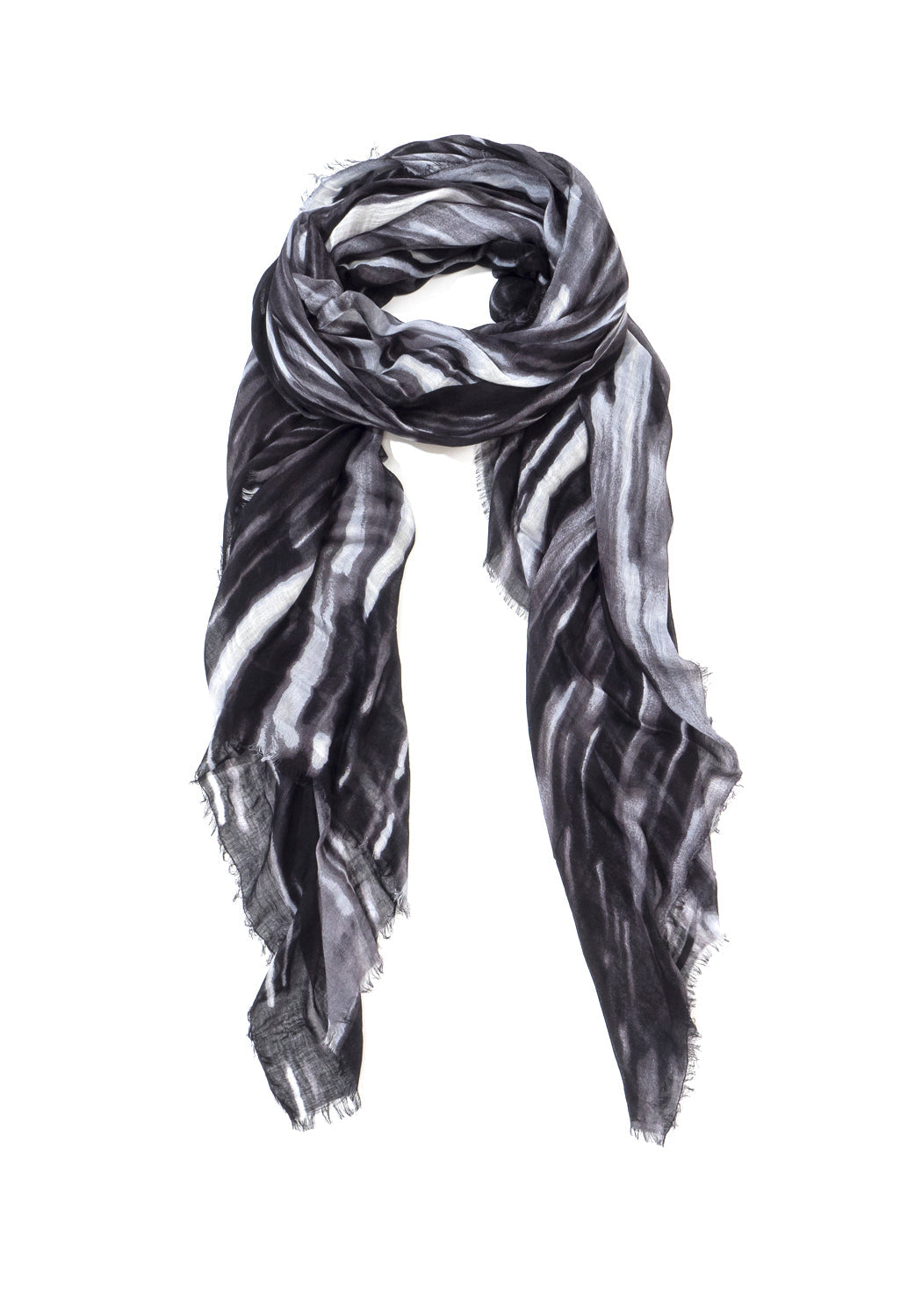 Blue Pacific Lightfall Scarf in Black, shown styled-6.