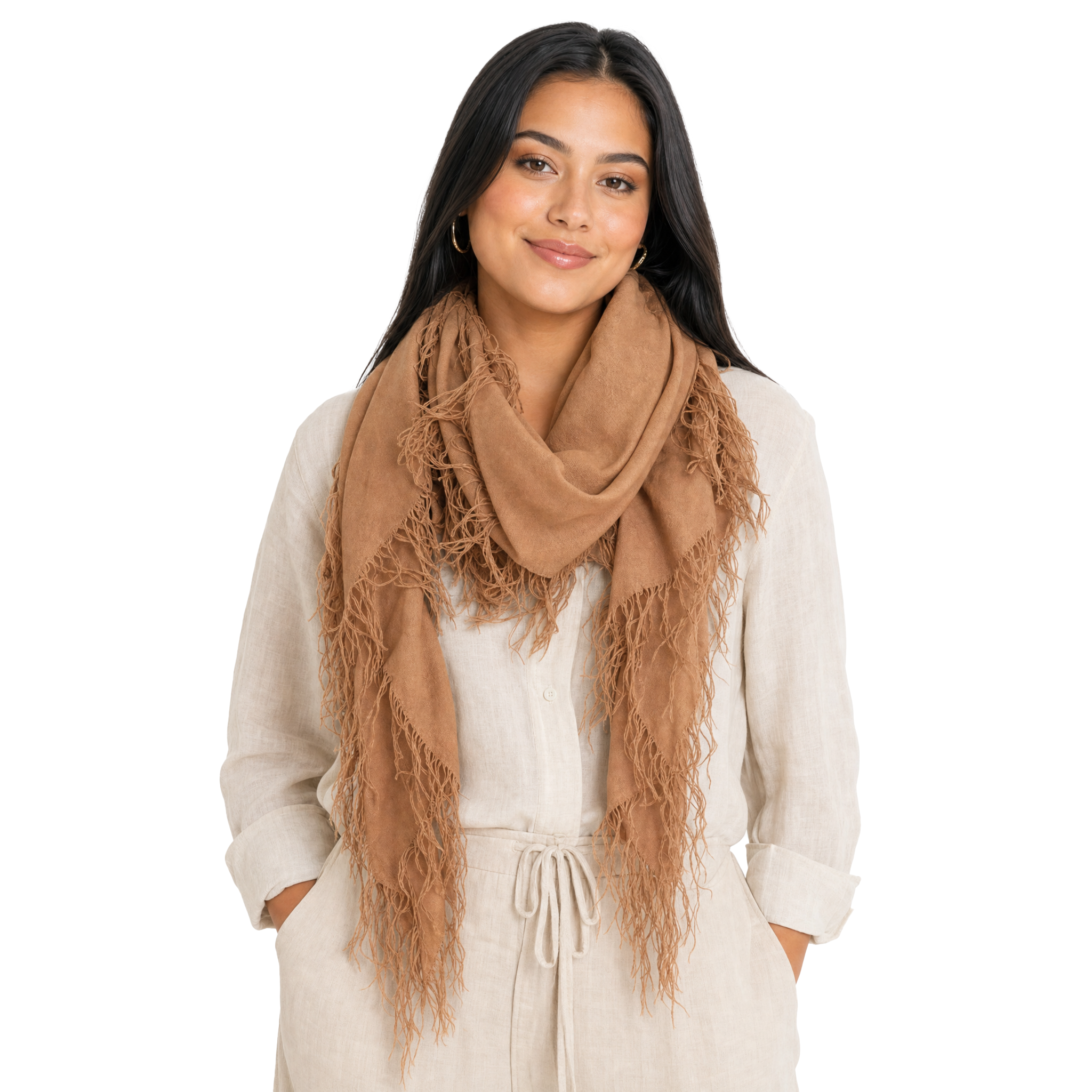 Cashmere Blend solid Half Scarf - Clove