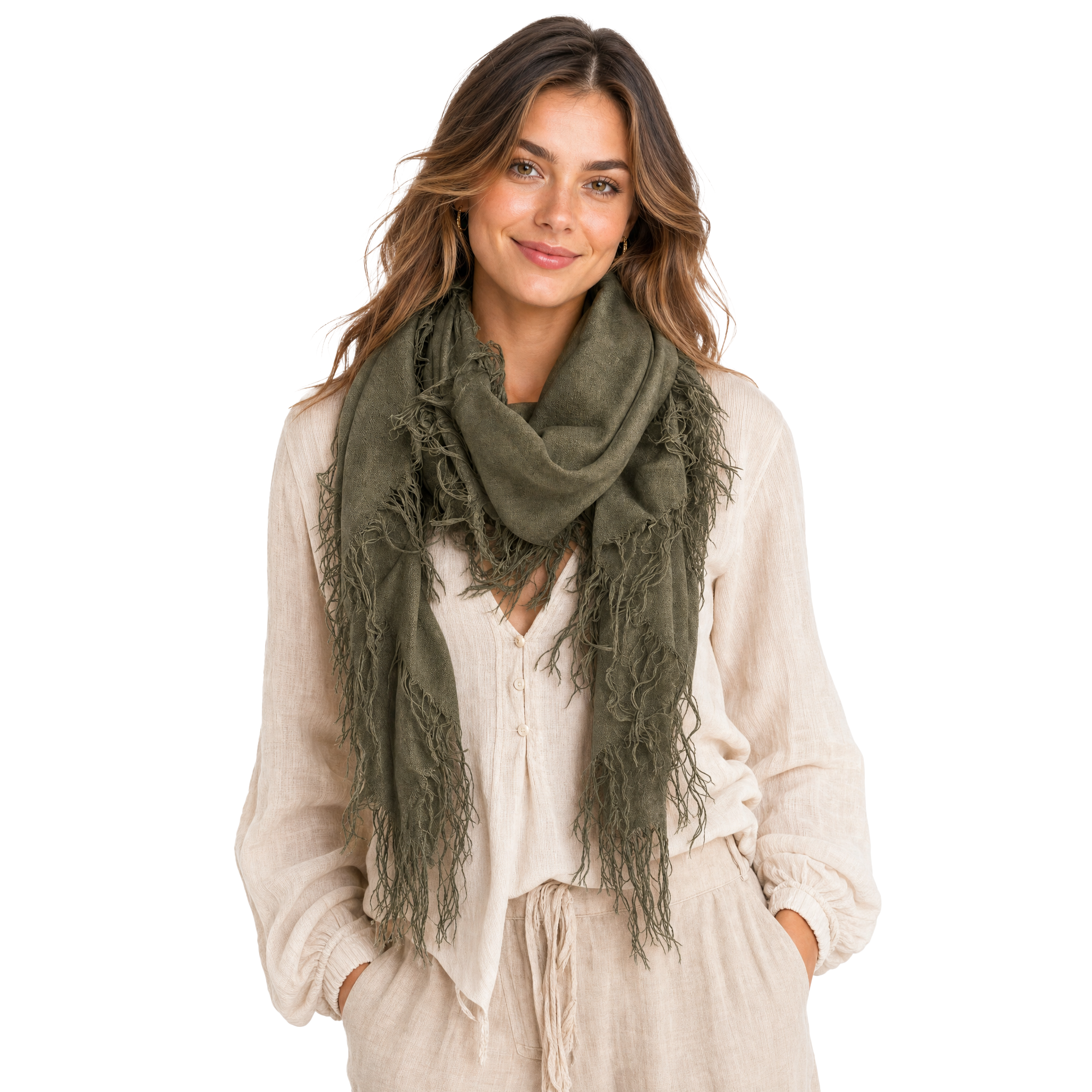 Cashmere Blend solid Half Scarf - Deep Forest