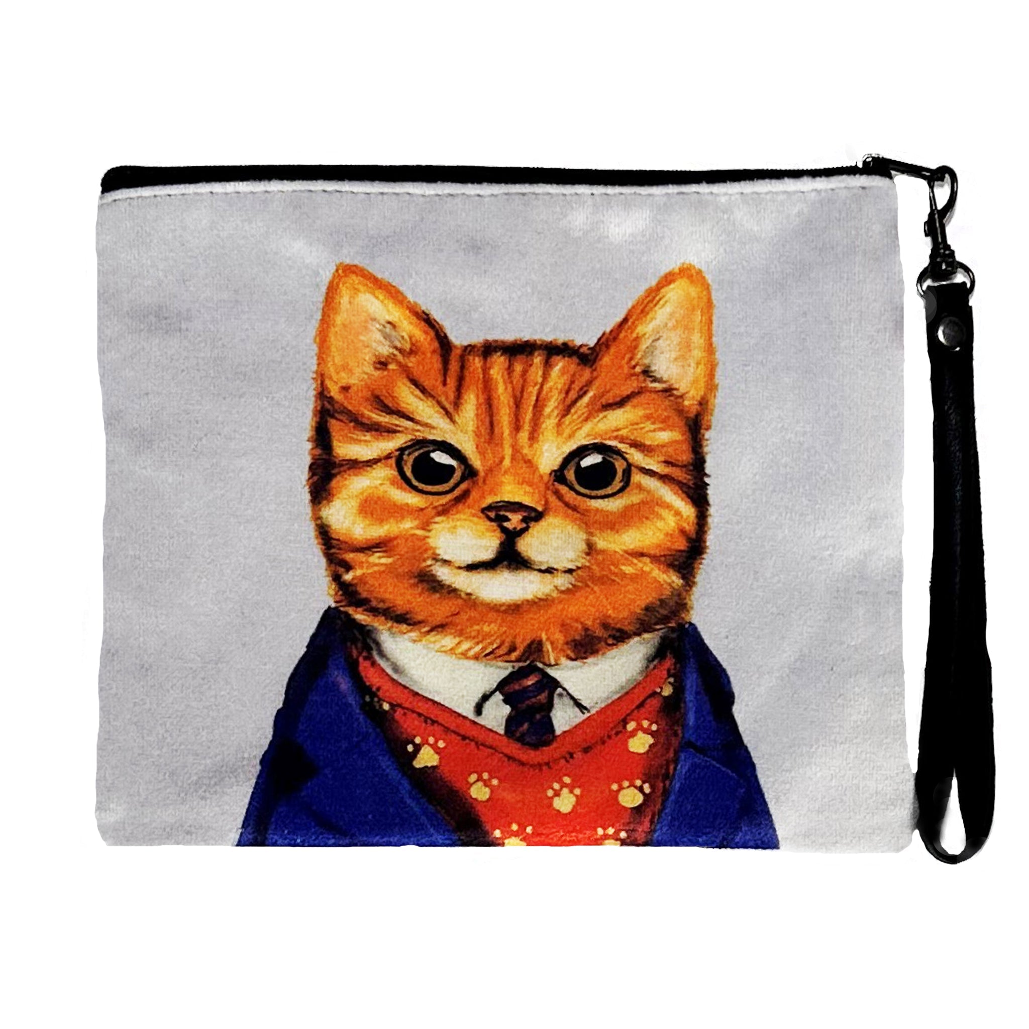 Ginger Cat Faux Suede Wristlet — Blue Pacific