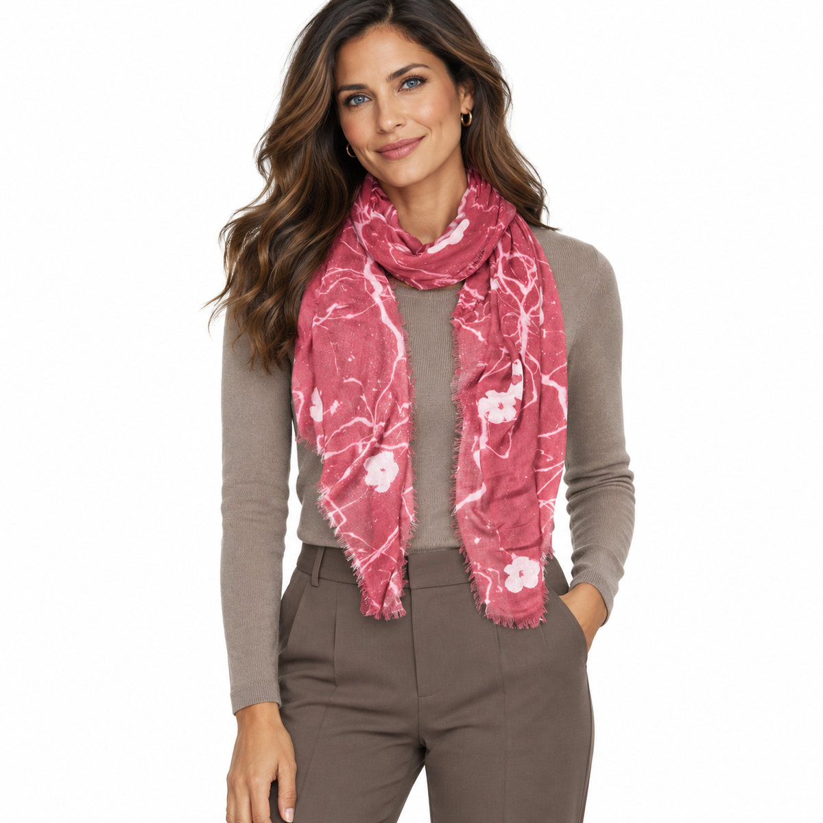 Vintage Cashmere Floral Fade Half Scarf