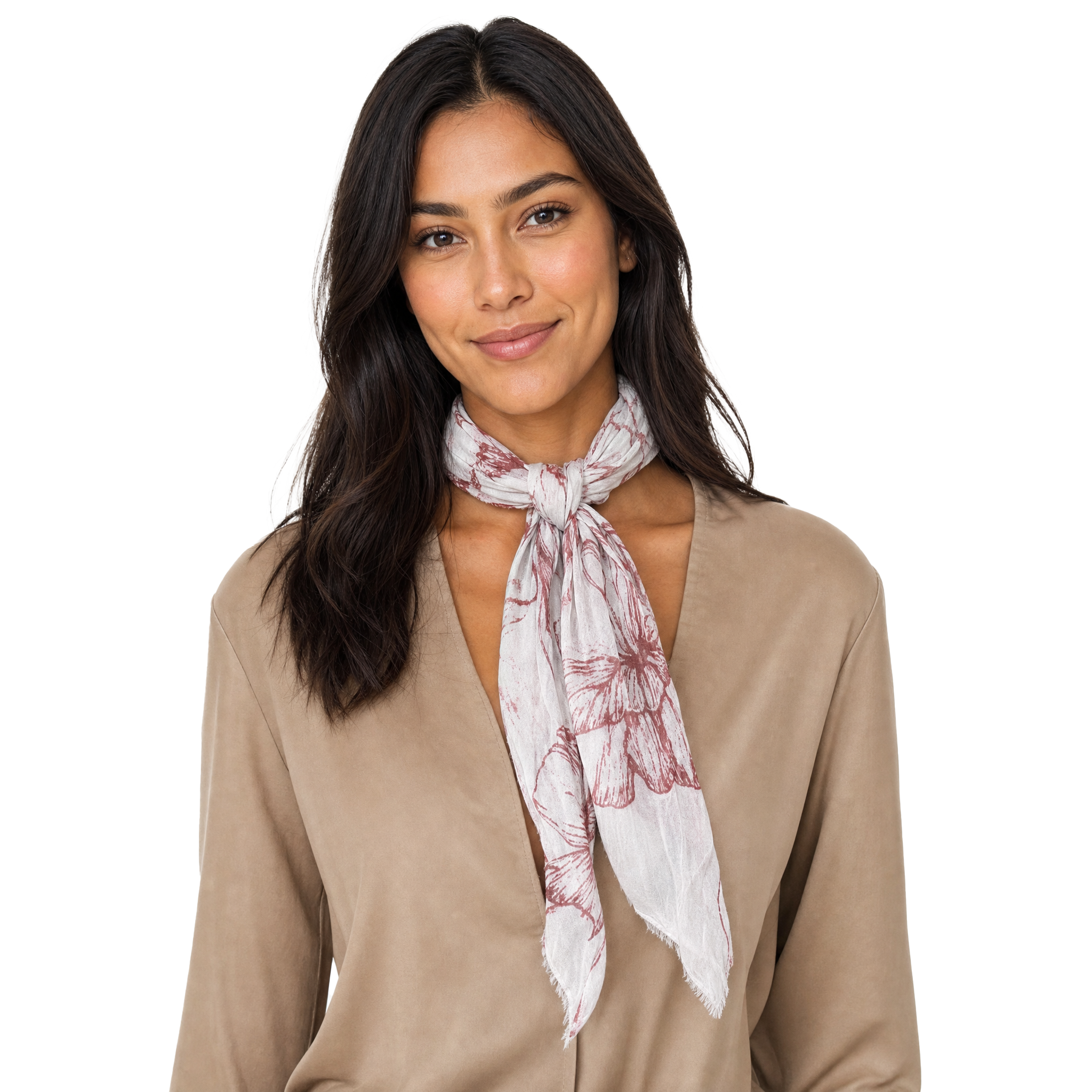 Floral Sketch Neckerchief - Crimson