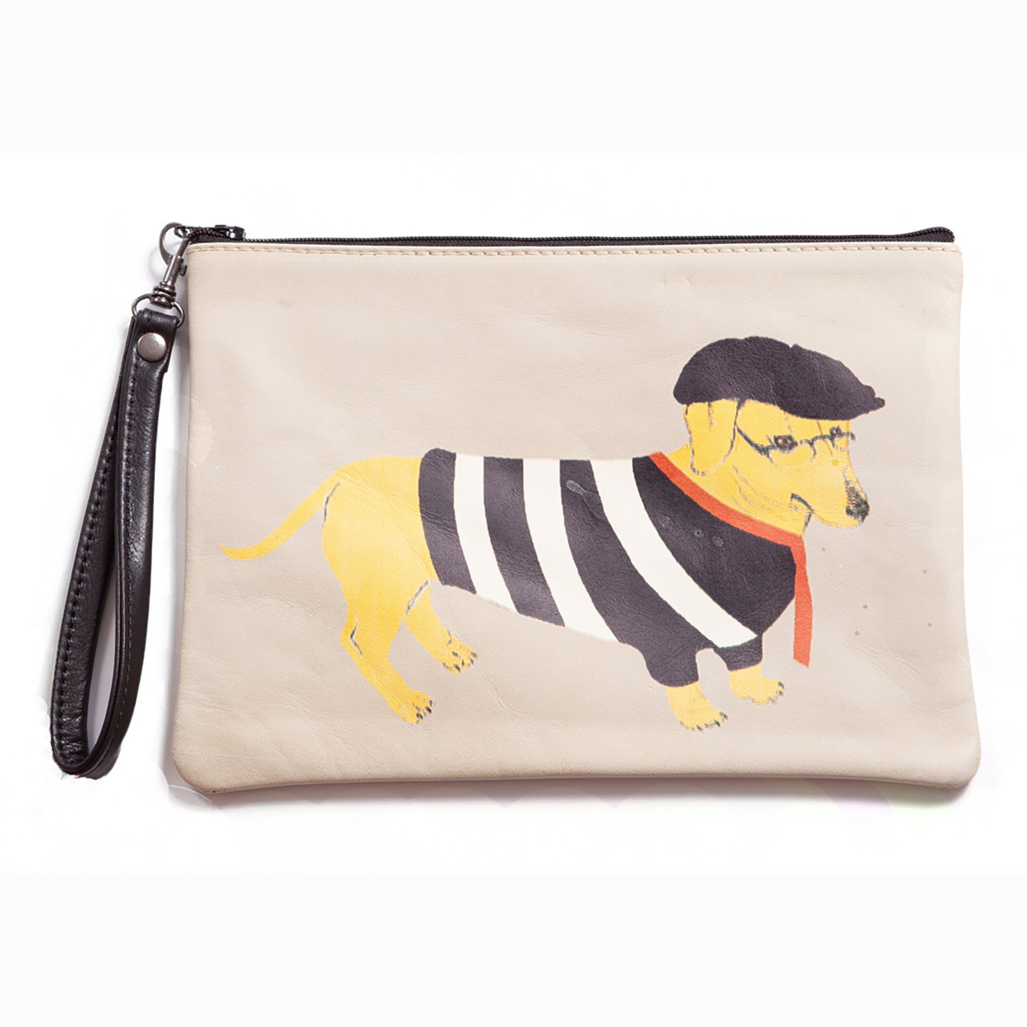 French Doggie – Turkish Leather Wristlet — Blue Pacific