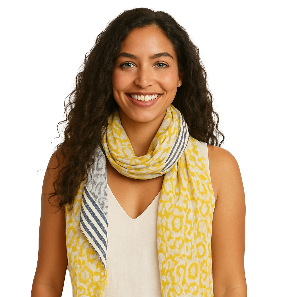 Citron/Navy Geometric Scarf