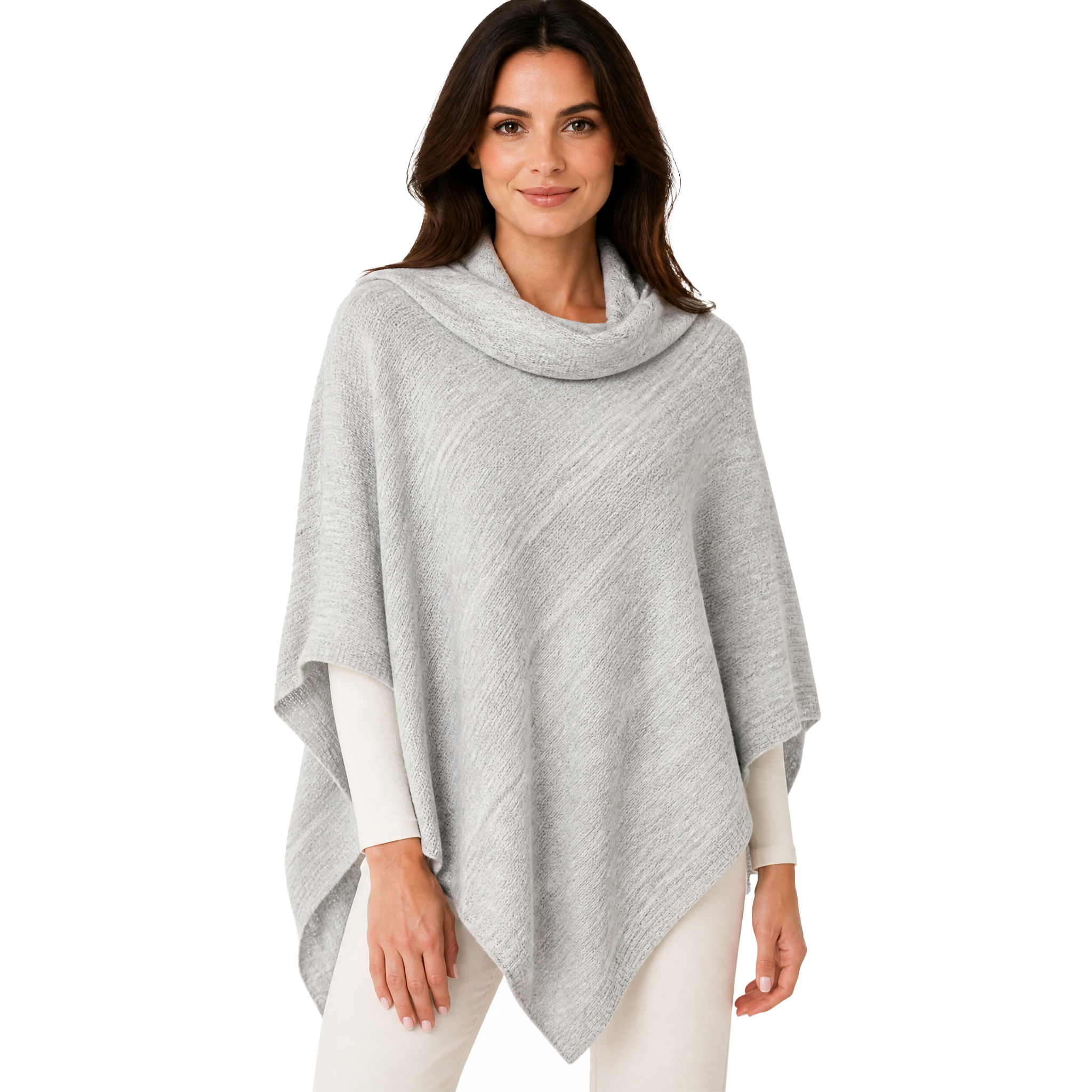 Blue Pacific Heavenly Spa Poncho in Platinum, shown on model.