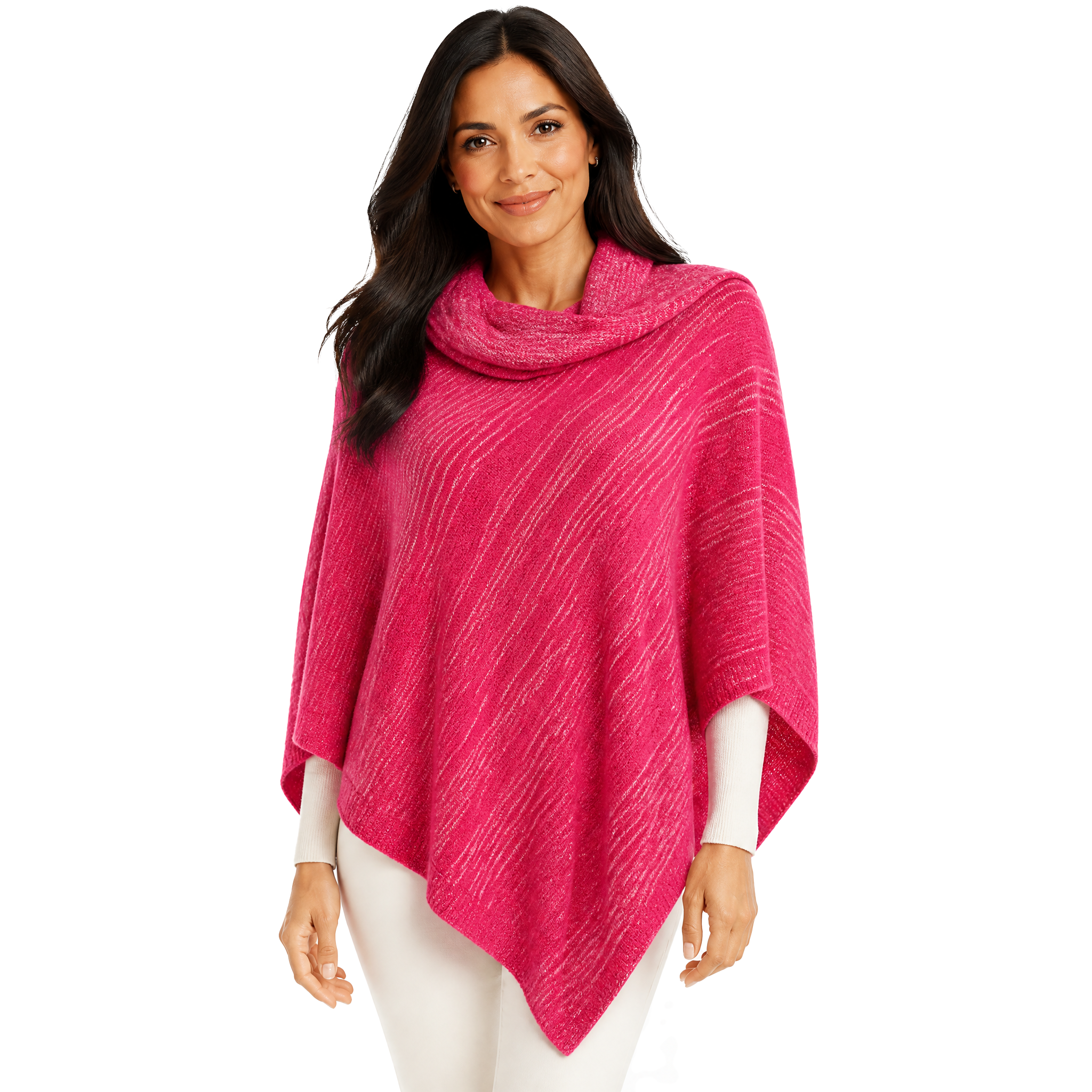 Blue Pacific Heavenly Spa Poncho in Raspberry, shown on model.